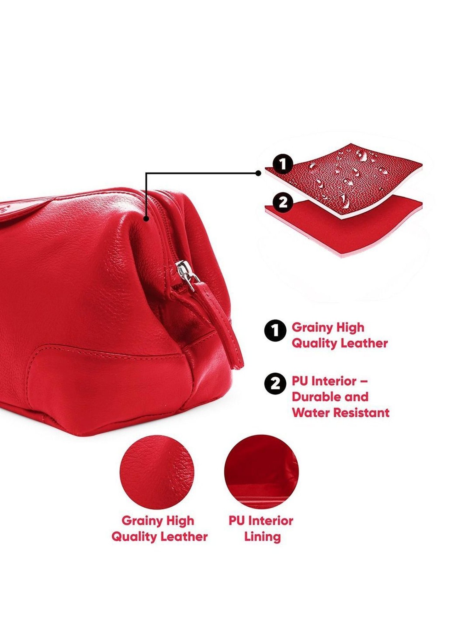 Kara Red Unisex Leather Pouch