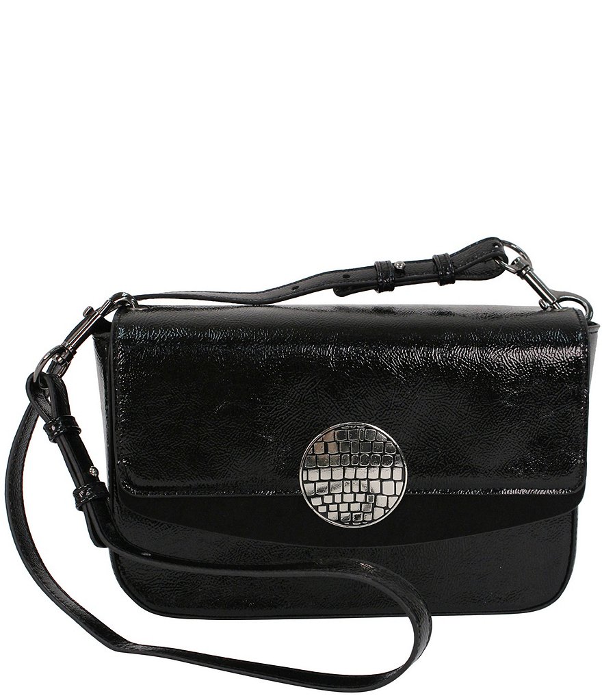 J. Renee 10500 Pearlized Patent Convertible Flap Shoulder Bag