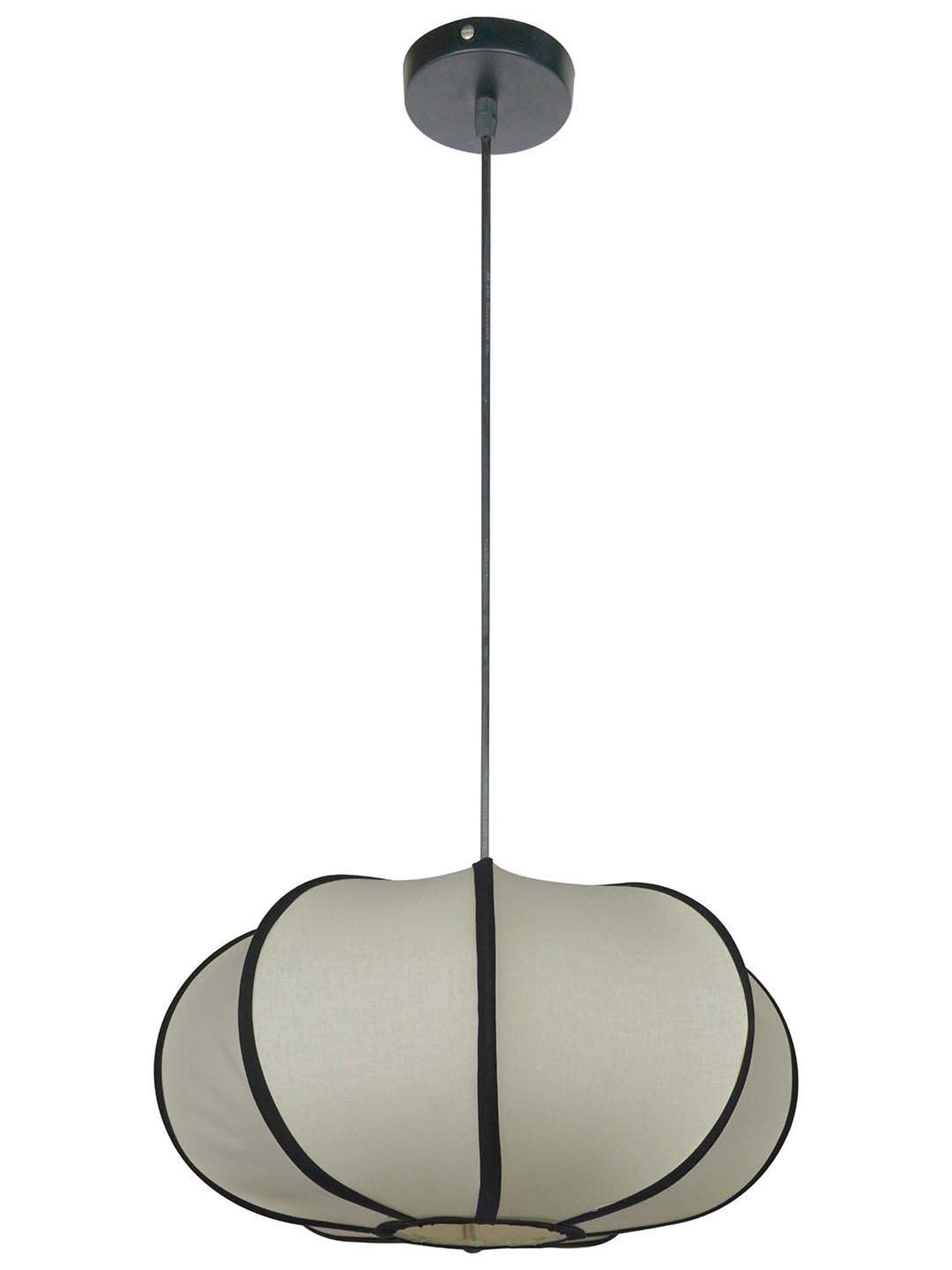 FOS LIGHTING White & Black Fabric Pumpkin-Shaped Hanging Light