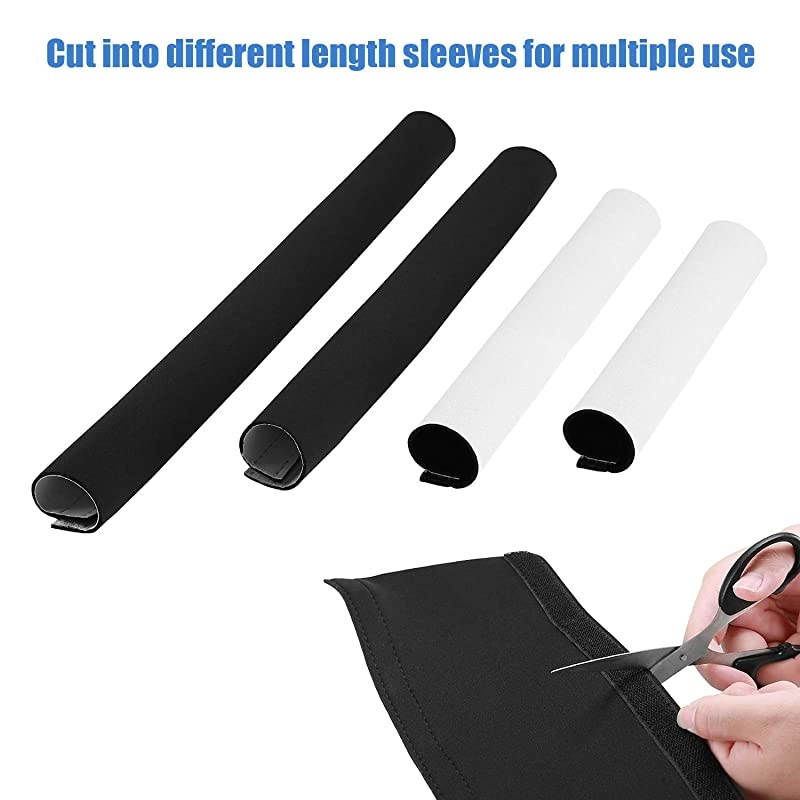 10.83ft Cable Management Sleeve, Cuttable Neoprene Cord Management Organizer System, Flexible Cable Wrap Cover Wire Hider for Desk TV Computer Office Home Theater -Reversible Black/White, Small
