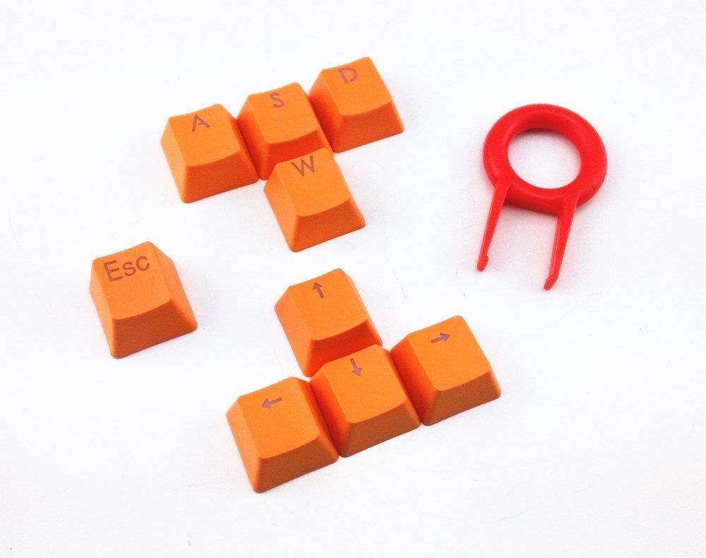 Honbay 9 Orange PBT Keys Backlit Translucent Keycaps for Mechanical Keyboard with Red Key Puller