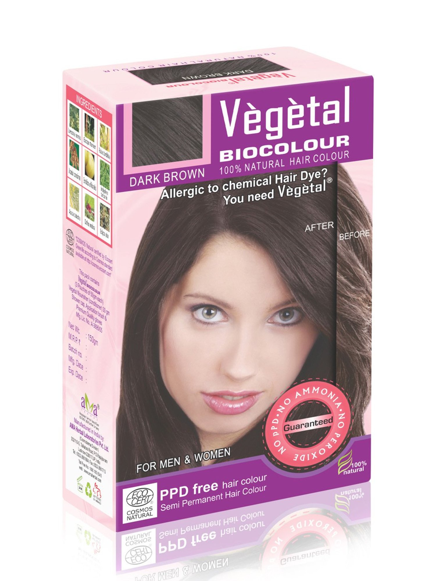 Vegetal Hair Bio Color Dark Brown - 150 gm