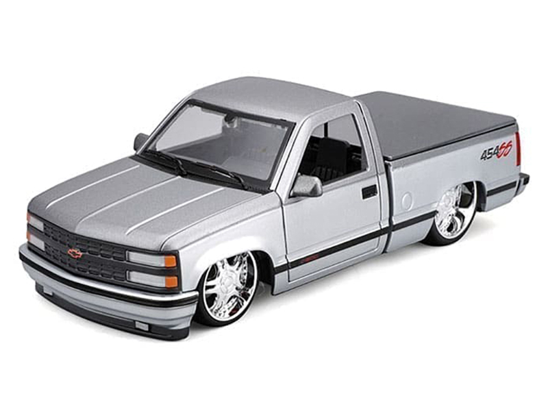 1976 Chevrolet Stepside Pickup Truck Tangier Orange with White Stripes 1/87 (HO) Scale Model Car by Classic Metal Works