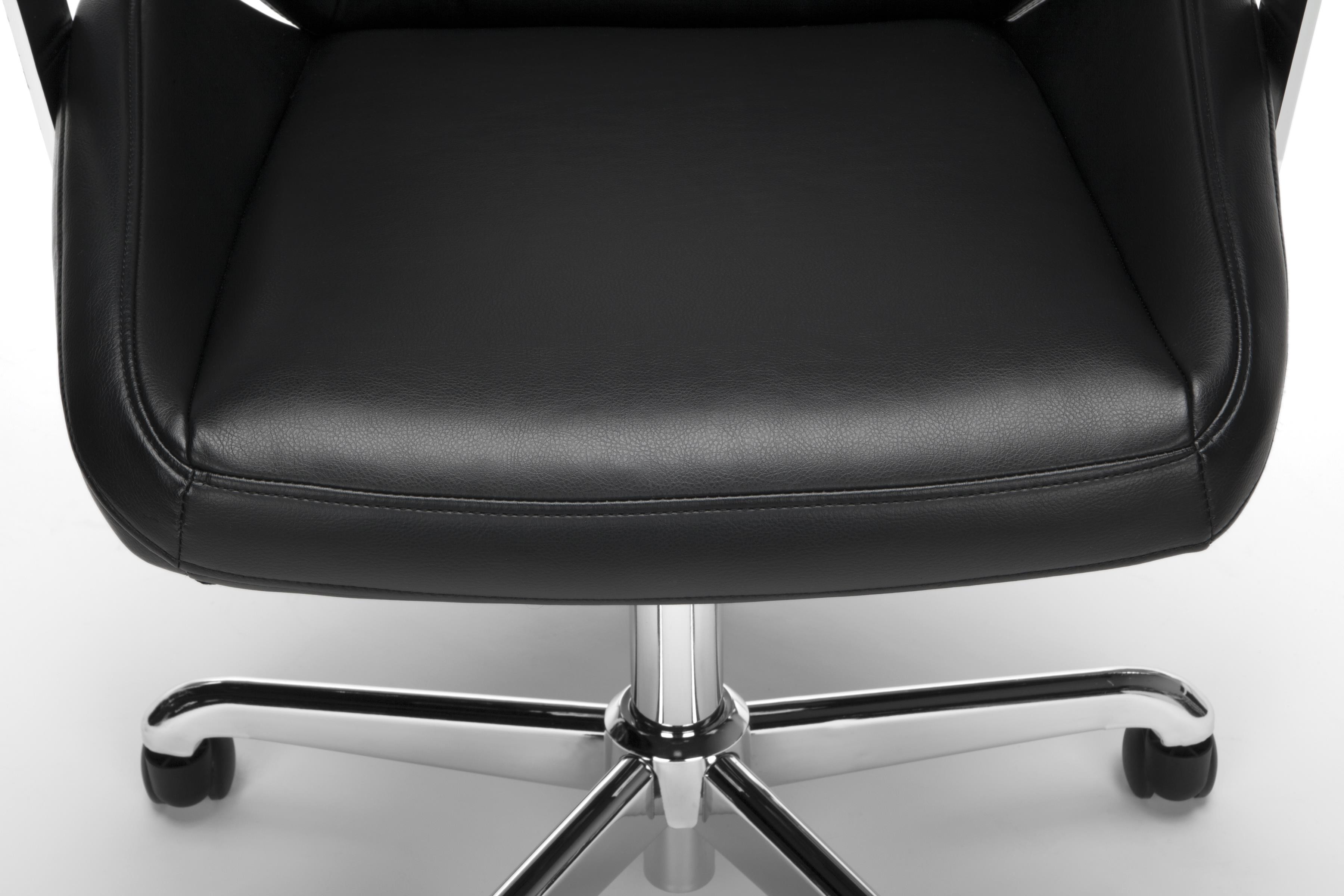 OFM Office Chair, Mid Back Leather Task Chair, in Black (730-L-BLK)