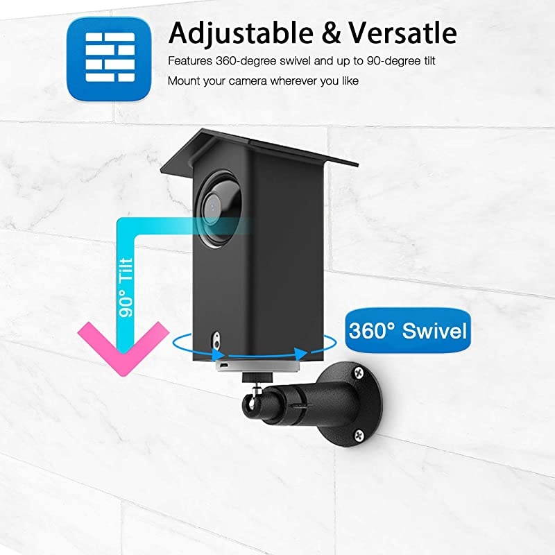 Real Water Resistant Protective Case + Metal Wall Mount Bracket for Wyze cam pan,Suitable for Indoor and Outdoor Use,Mounting Kit(Black)