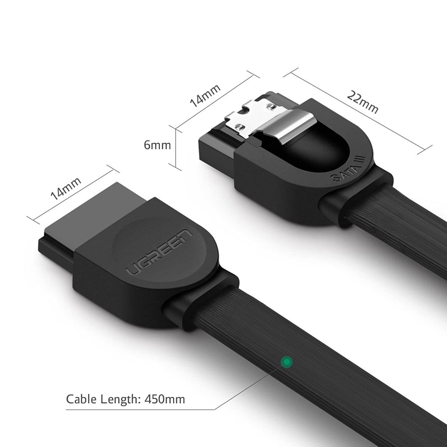 UGREEN SATA Cable III 3 Pack 6Gbps Straight HDD SDD Data Cable with Locking Latch 18 Inch for SATA HDD, SSD, CD Driver, CD Writer