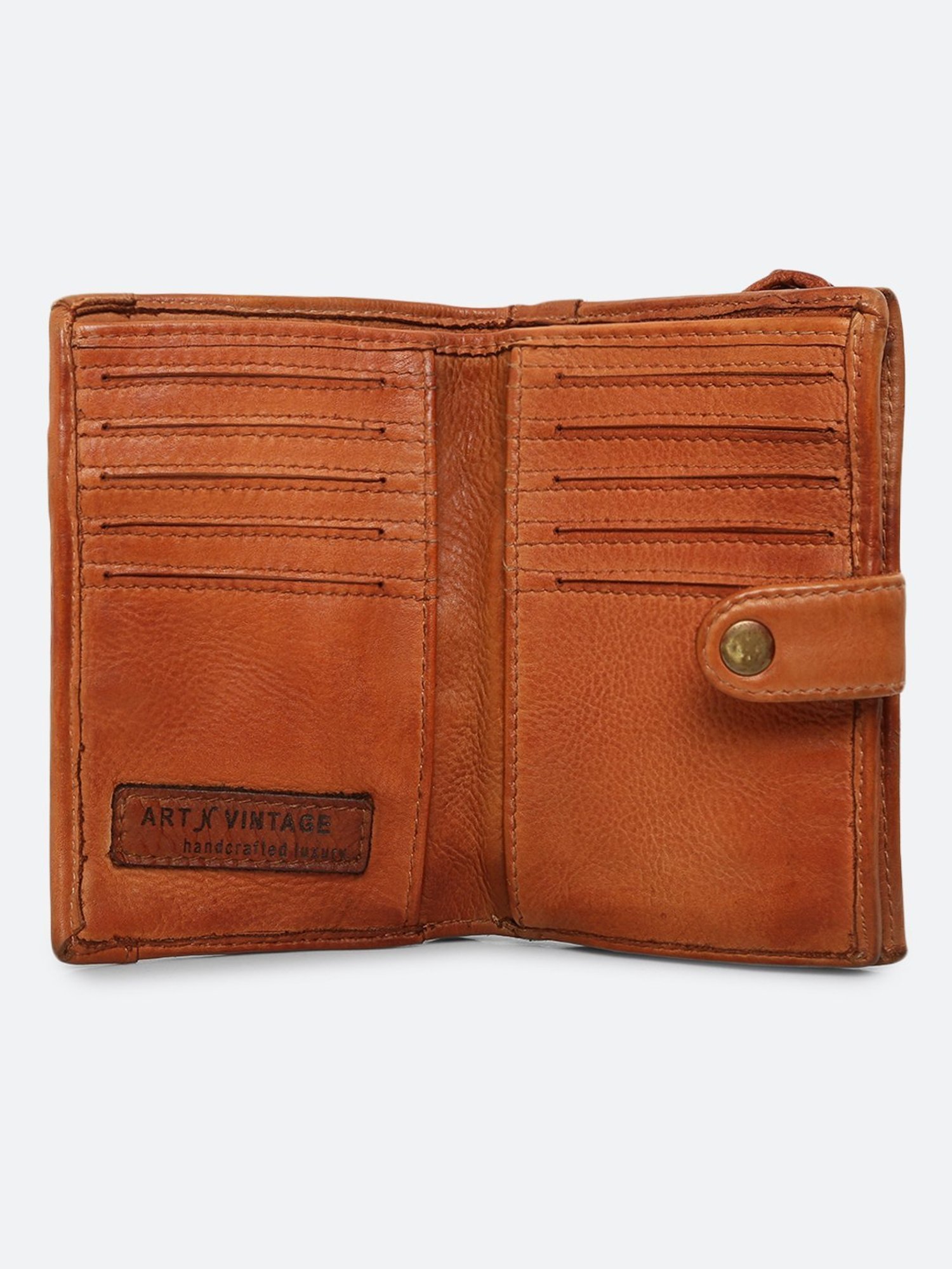 Art N Vintage Lucca Tan Leather Textured  Bi-Fold Wallet for Women