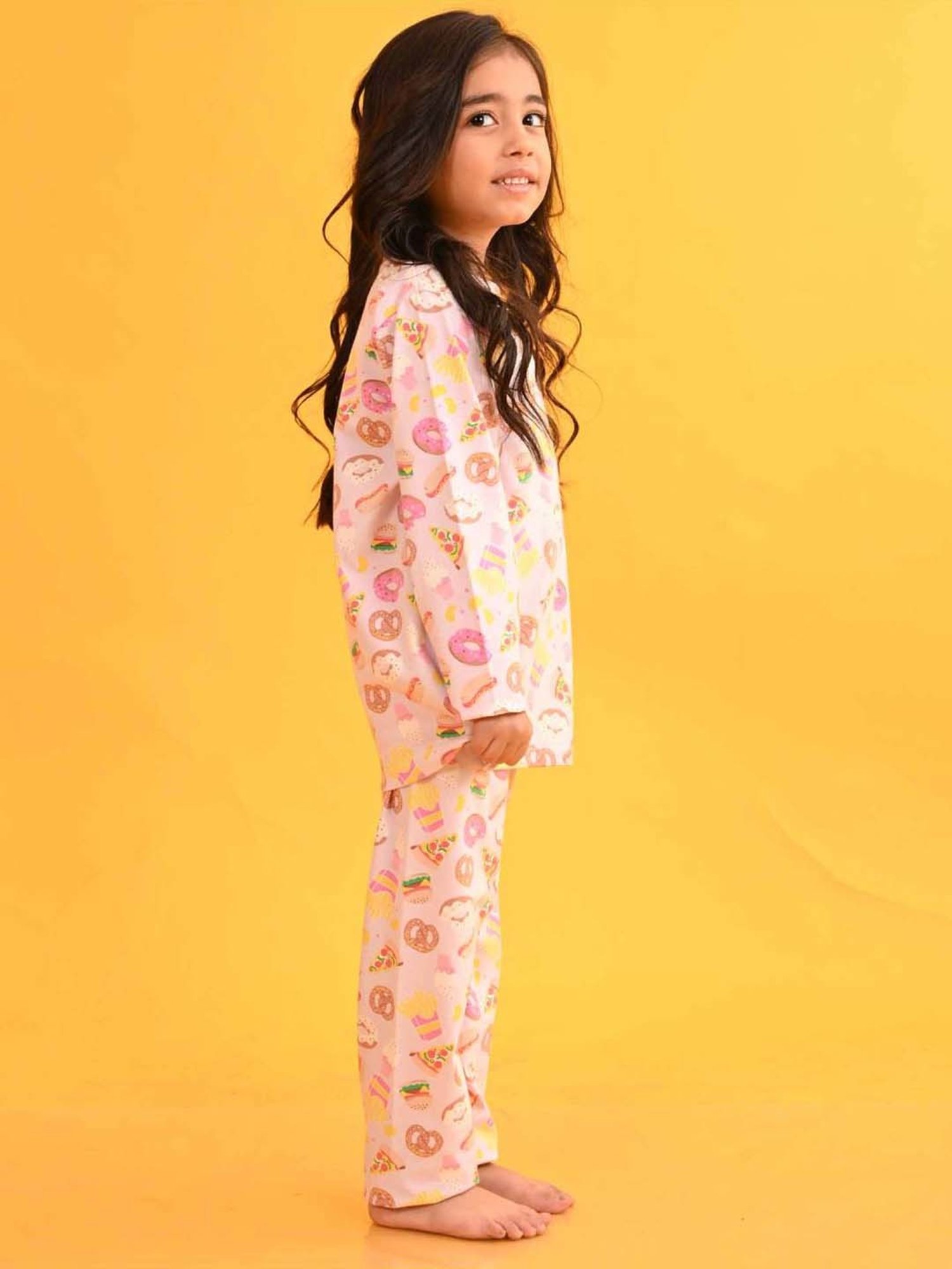 Anthrilo Kids Pink Cotton Printed Full Sleeves T-Shirt & Trouser