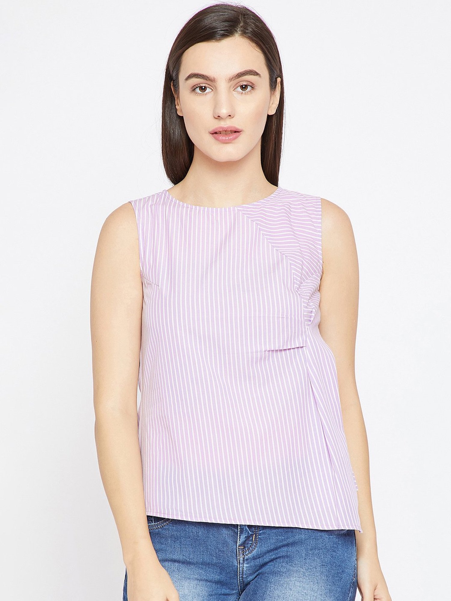 Marie Claire Light Purple Striped Top