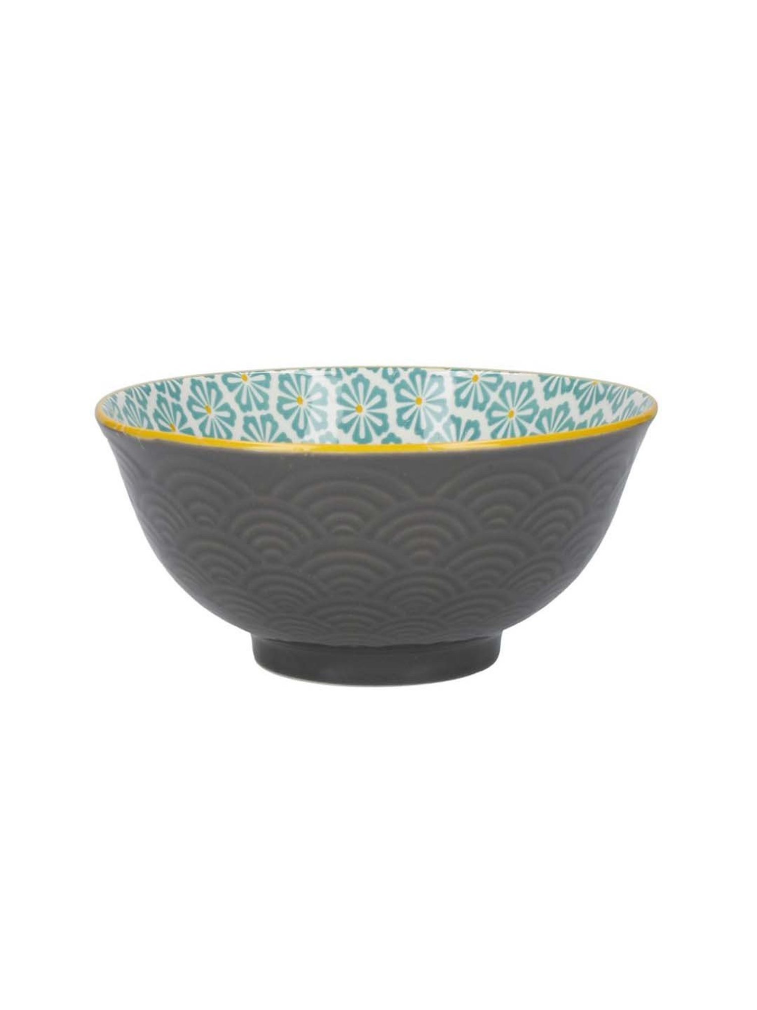 KitchenCraft Monochrome Glazed Multicolor Ceramic 3 Bowl - Set of 4