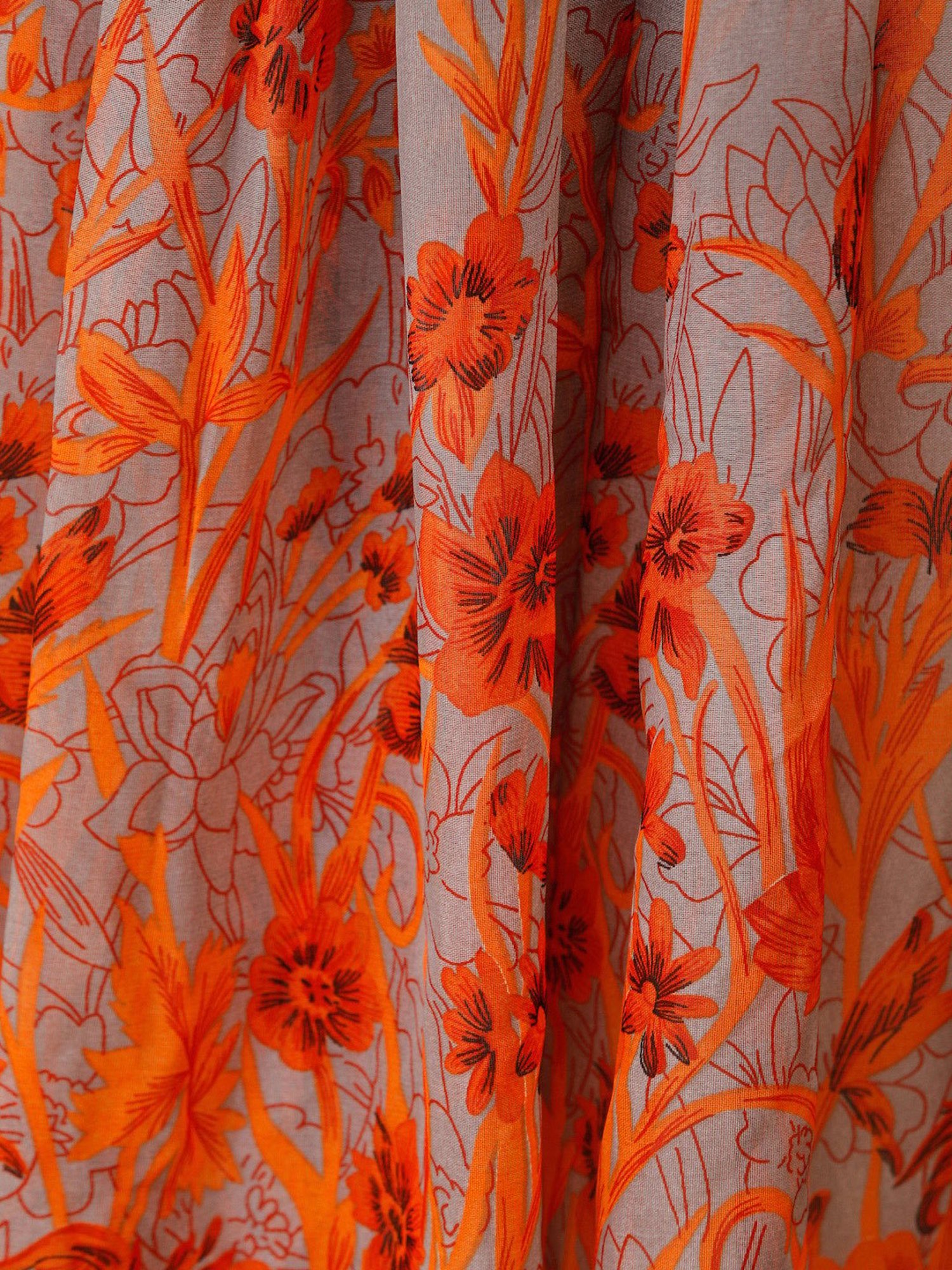 Scorpius Grey & Orange Georgette Floral Print Skirt