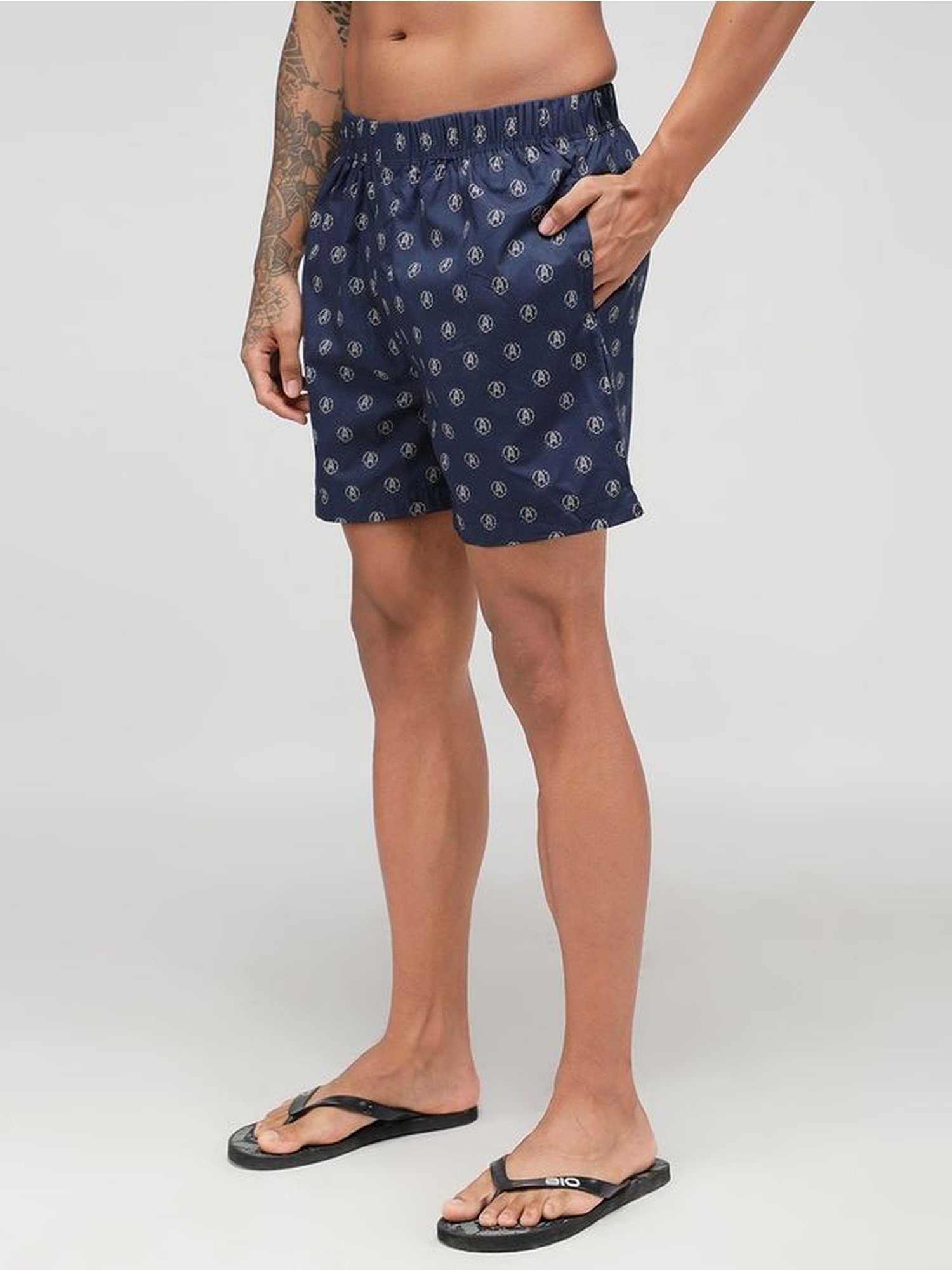 Zoiro Navy Cotton Regular Fit Printed Boxers