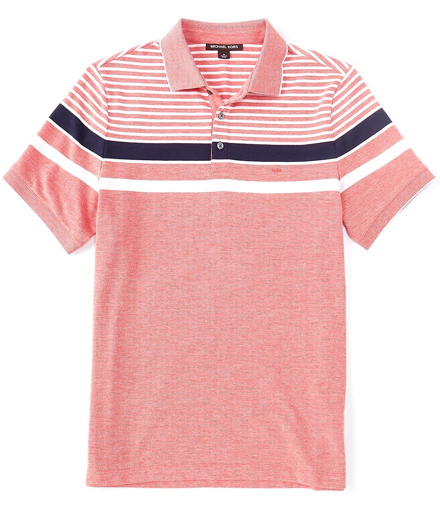 Michael Kors Birdseye Stripe Classic Fit Short-Sleeve Polo Shirt