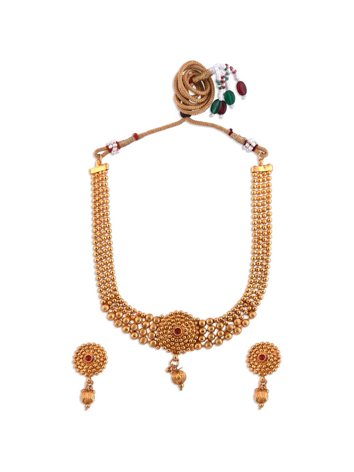 Fida Handmade Ethnic Temple Golden Jewellery Set