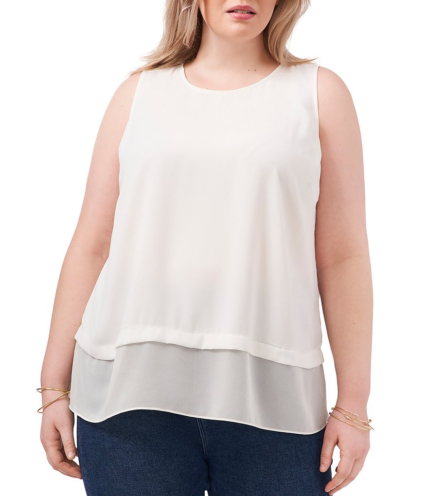 Bryn Walker Plus Size Pira Ponti Sleeveless Jewel Neck Oversized Tank