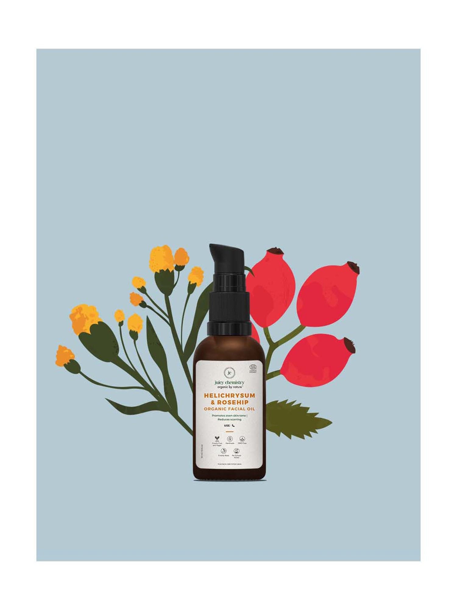Juicy Chemistry Organic Helichrysum & Rosehip Facial Oil - 10 ml