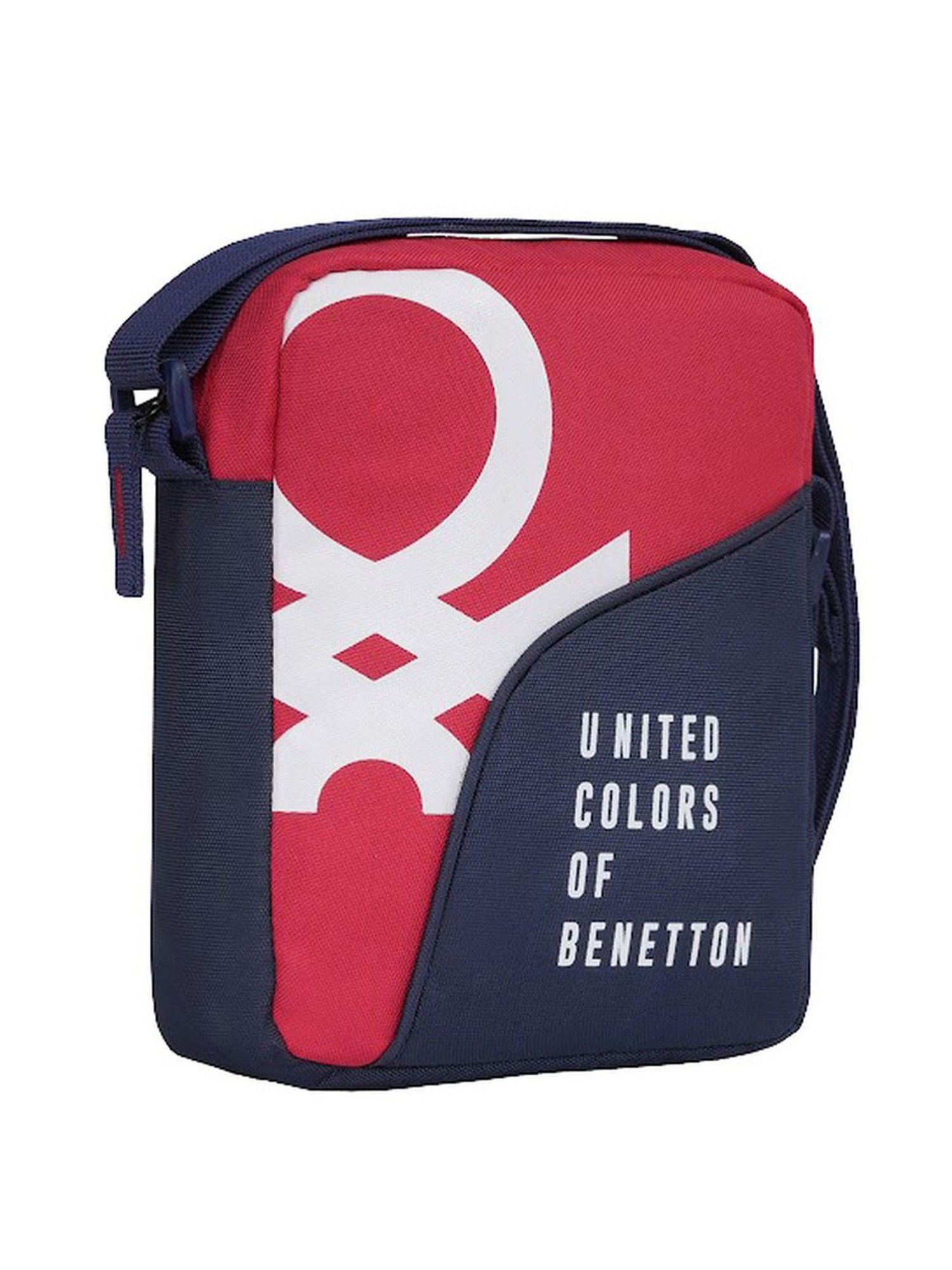 United Colors of Benetton Aquino Red & Navy Polyester Printed Cross Body Bag