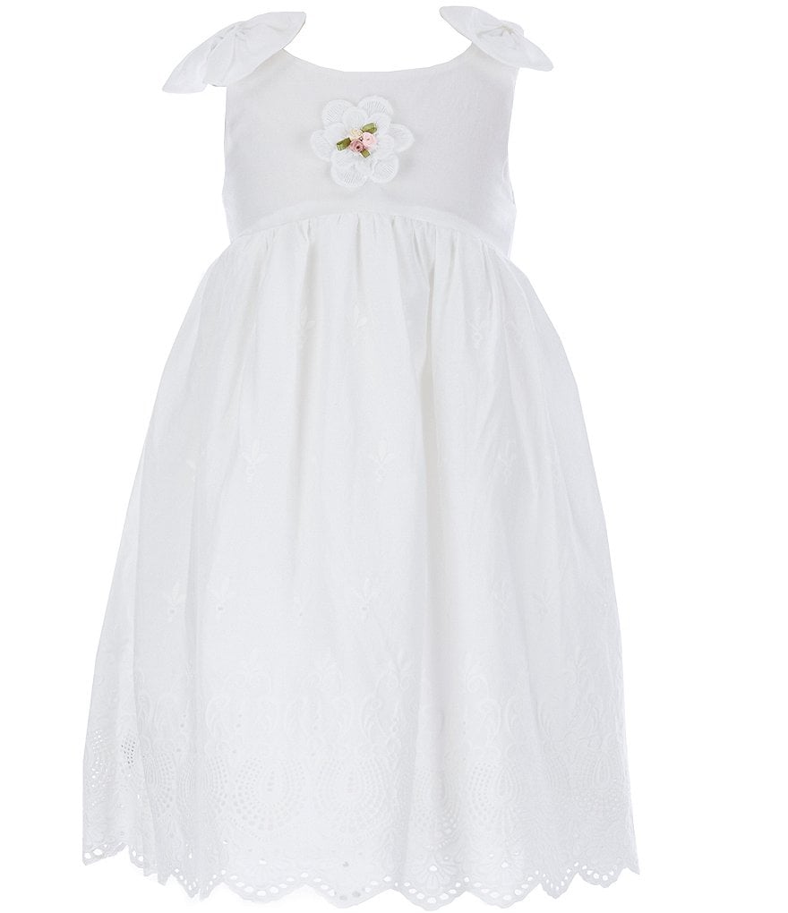 Laura Ashley Little Girls 2T-6X Bow-Shoulder Lace Fit-And-Flare Dress
