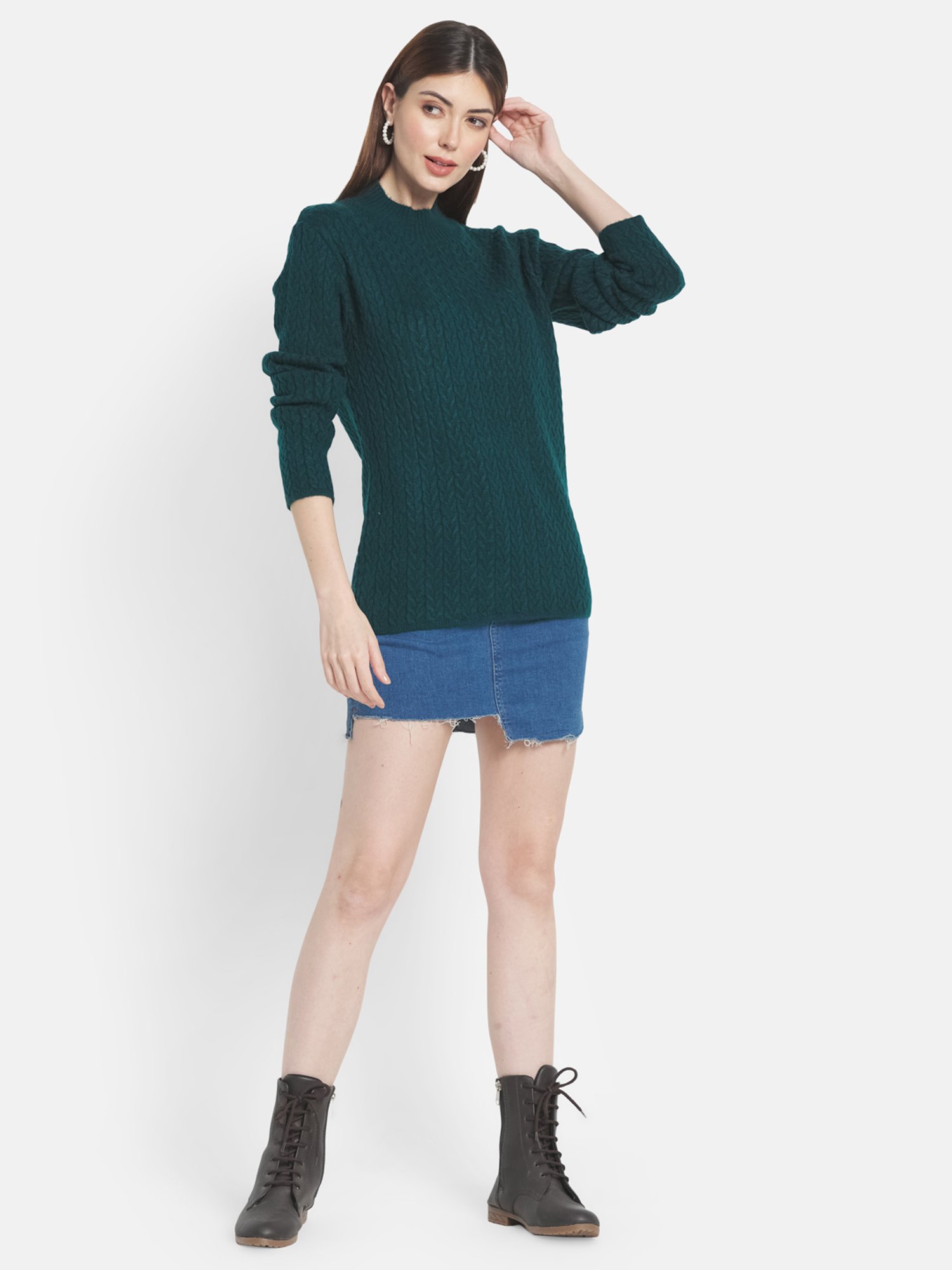 METTLE Green Self Pattern Pullover