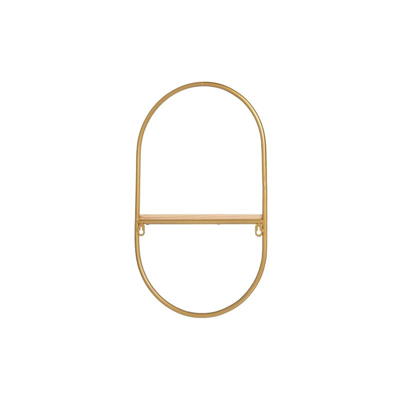 Modern Gold Metal and Wood Hanging Wall Shelf - Foreside Home & Garden