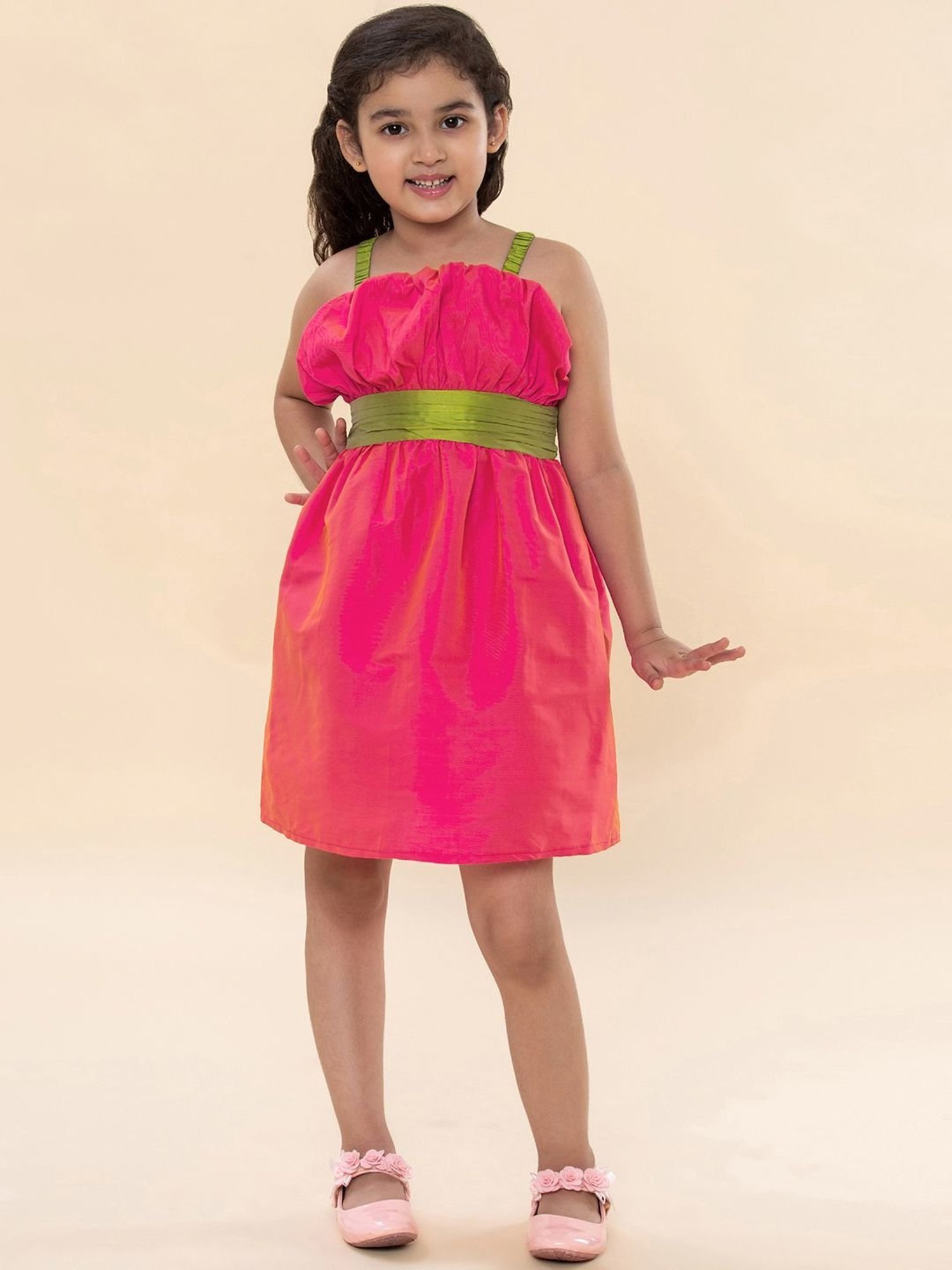 Peppermint Kids Black & White Printed Full Sleeves Dress