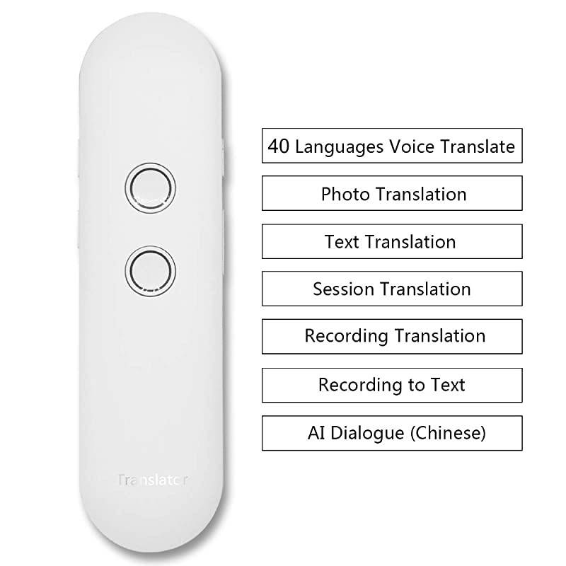 2019 New Updated 40+ Language Translator Real Time Instant Two Way Speech Translate with Text Photo Recording Translation Support Chinese AI Dialogue White