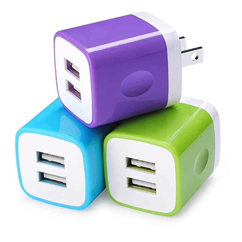Charging Block, Wall Charger  3-Pack Dual Port USB Home Travel Wall Charger Plug Compatible with iPhone 11/11 Pro Max/SE, Tablet, Samsung Galaxy S20 10 S10e S9 S8 Plugs/S7 S6 Note 10+, HTC