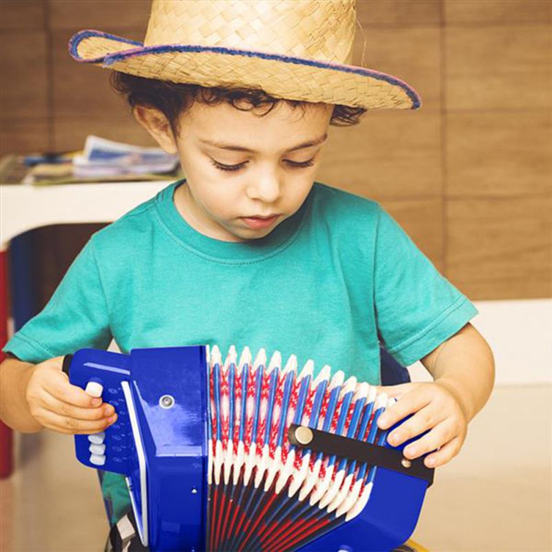 7-Key 2 Bass Kids Accordion Children's Mini Musical Instrument Easy to Learn Music Blue