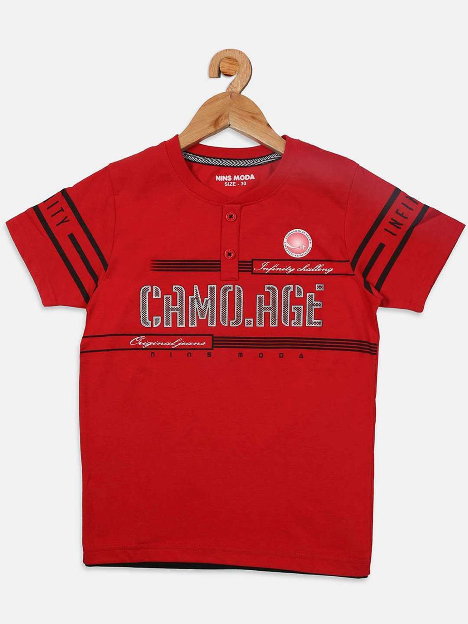 NINS MODA Kids Red Printed T-Shirt