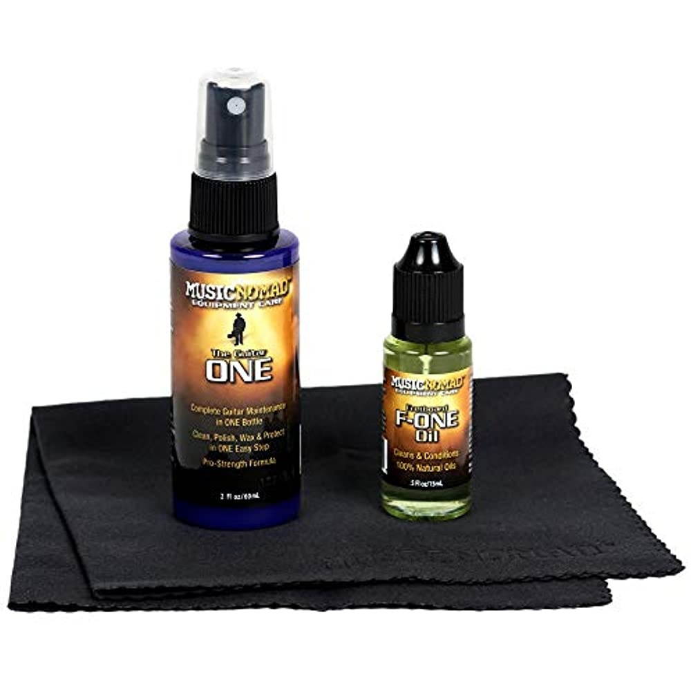 MusicNomad Premium Guitar Care Pack - Guitar ONE (2oz), F-ONE (1/2 oz)  & Microfiber Cloth