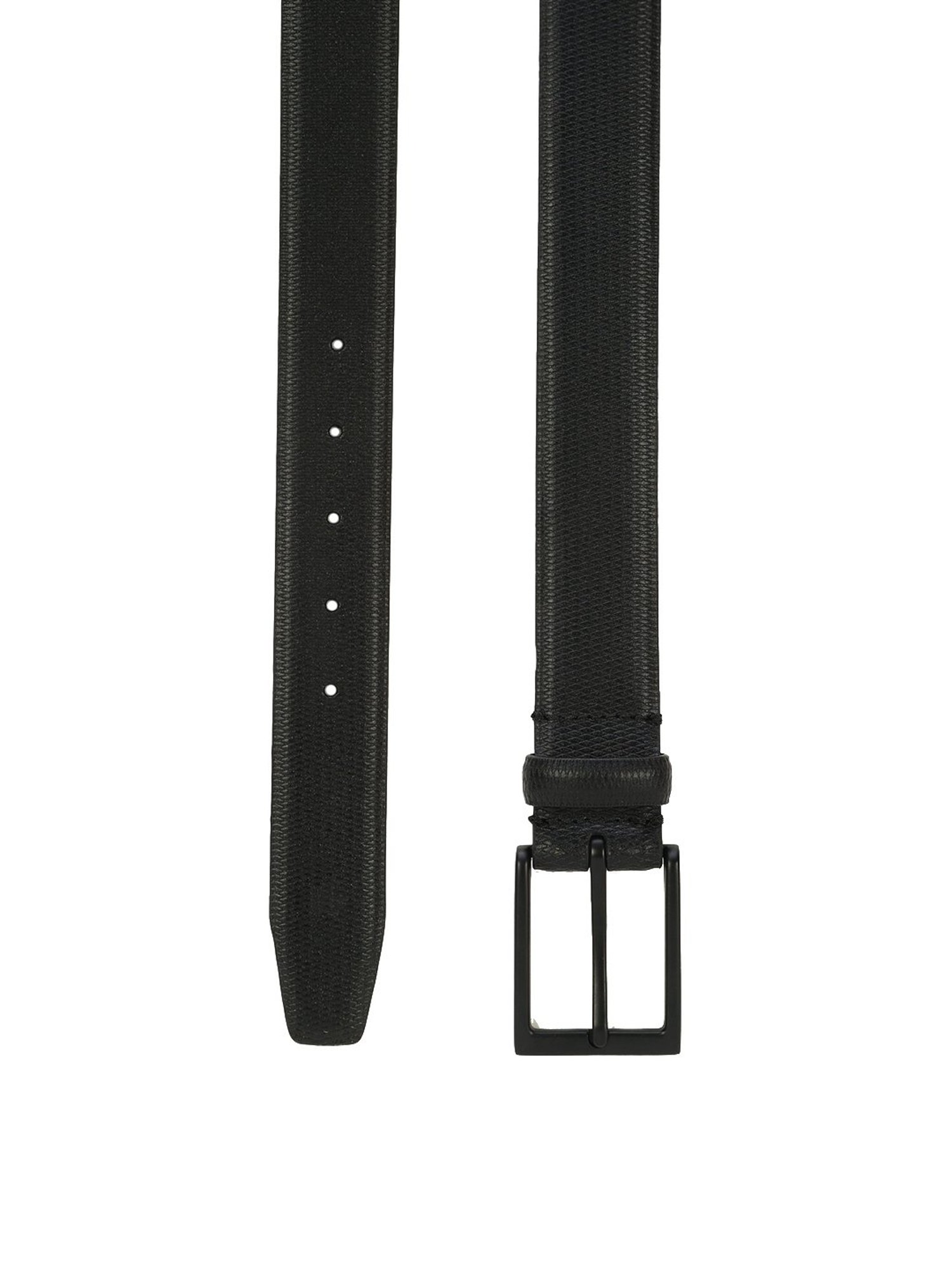 Louis Philippe Black Leather Waist Belt for Men