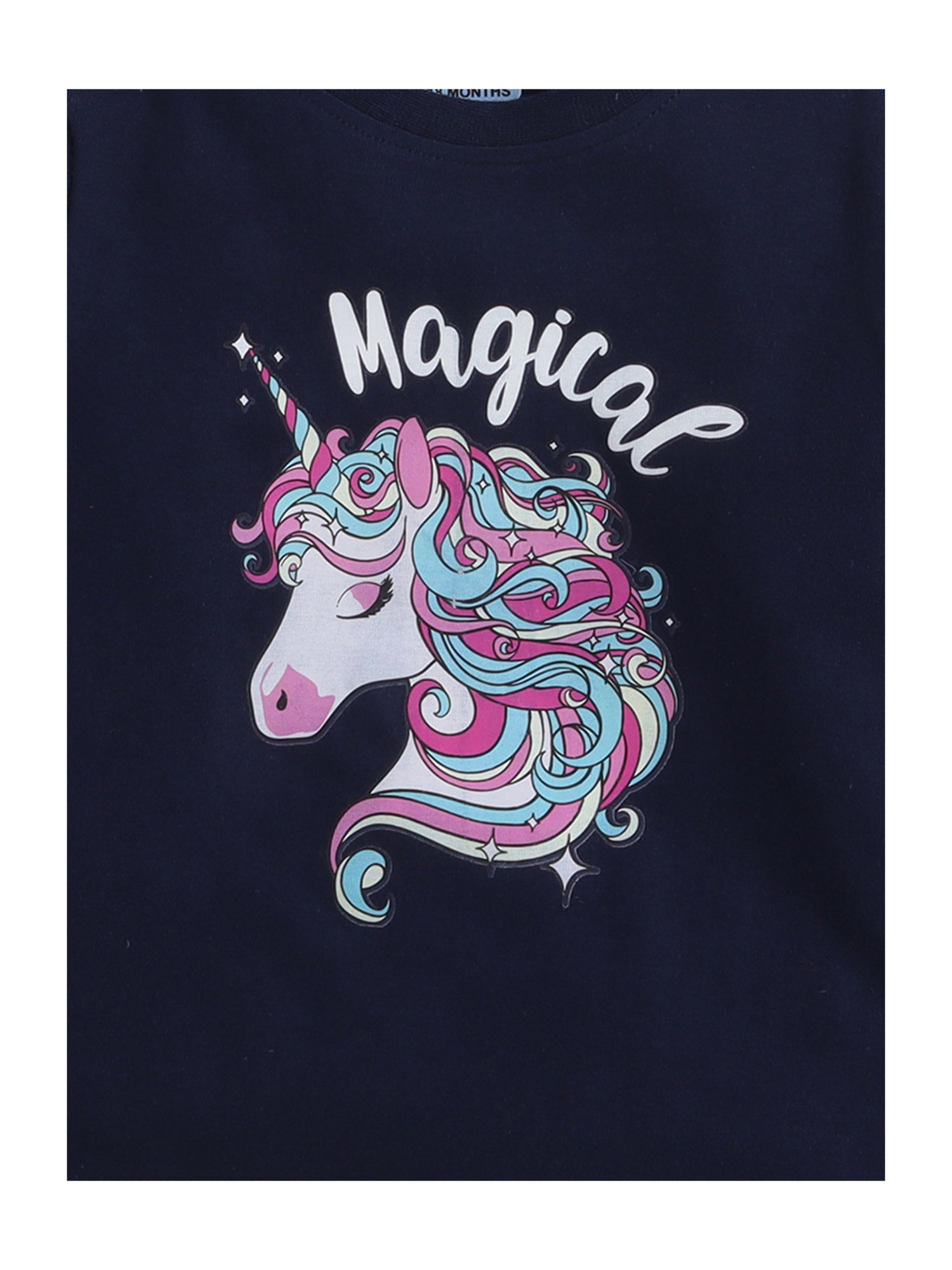 Bumzee Girls Navy Printed Full Sleeves T-Shirt with Pyjamas