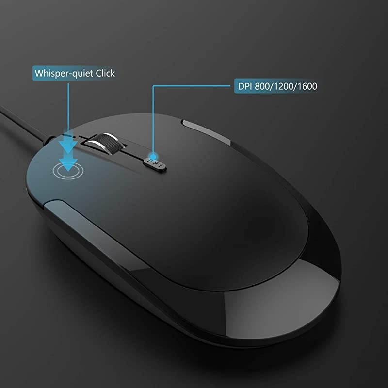 Wired Keyboard and Mouse,  Ultra Thin Full Size USB Wire Corded Keyboard Mouse Combo Set with Number Pad for Computer, Laptop, PC, Desktop, Notebook, Windows 7, 8, 10 (Black)