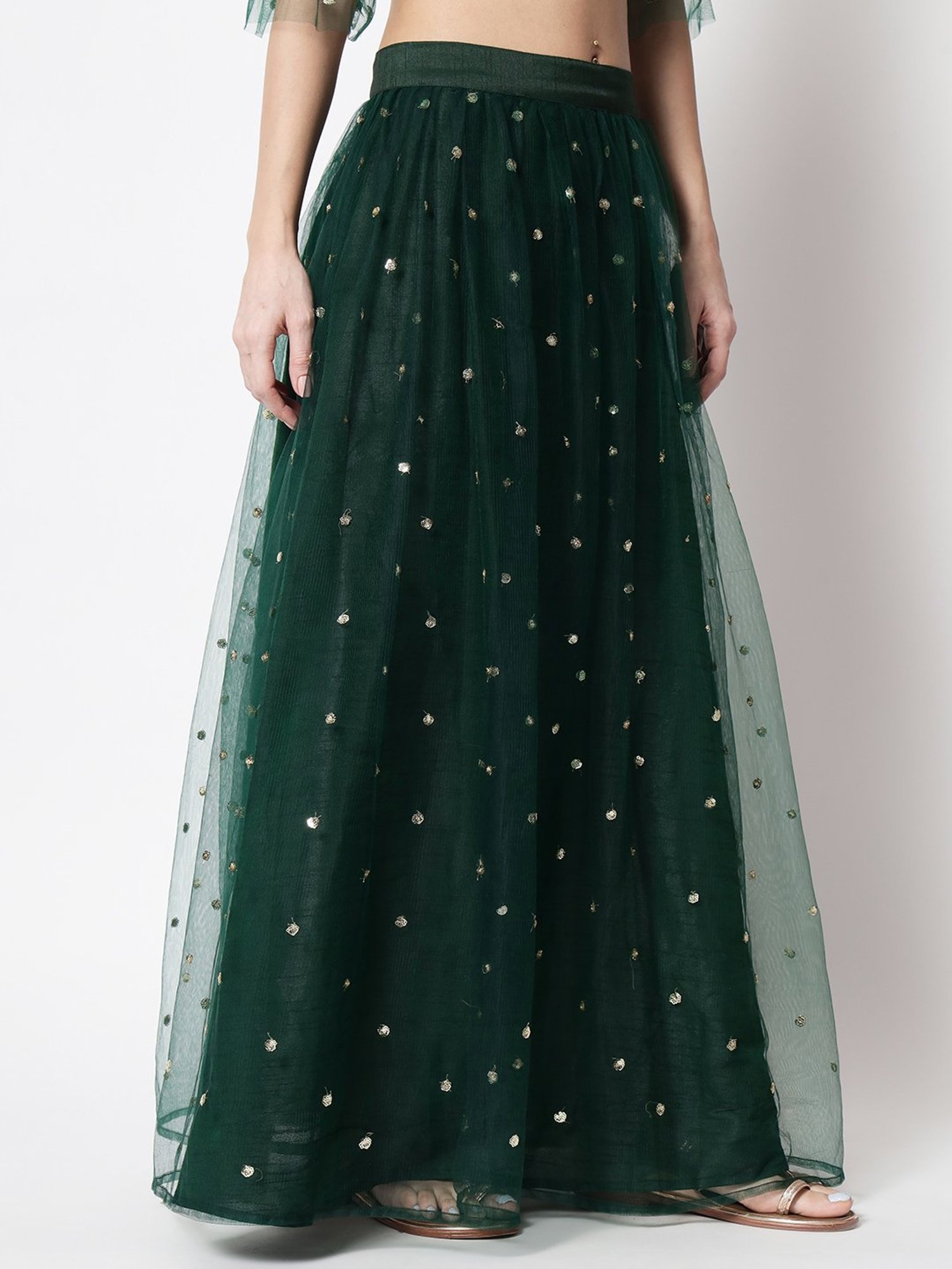 studiorasa Green Embroidered Skirt