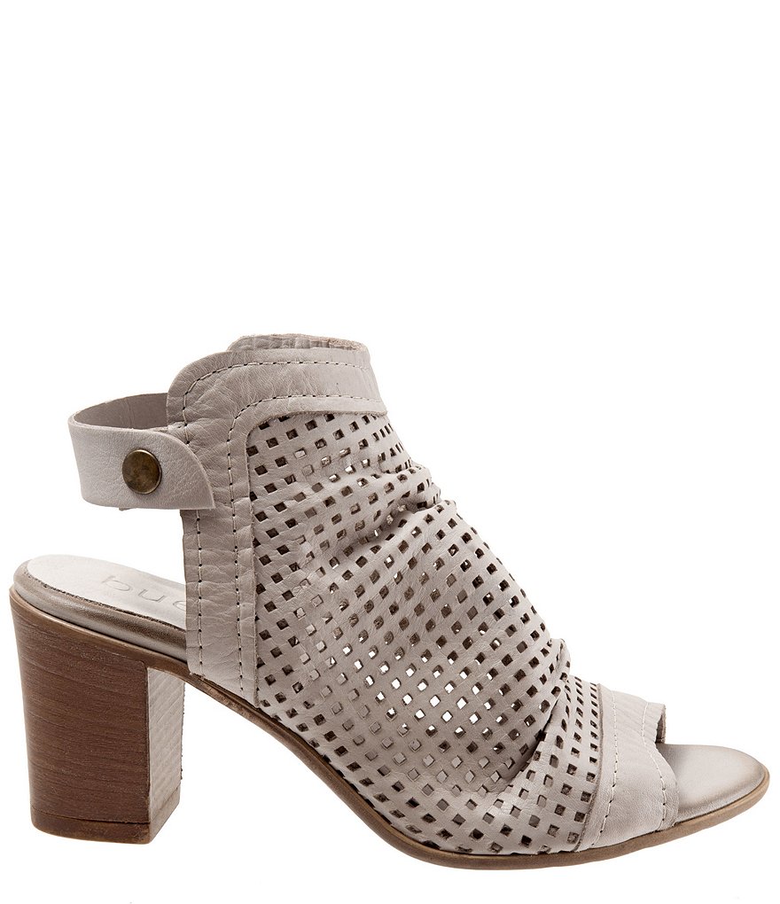 Bueno Udo Perforated Leather Slingback Block Heel Sandals