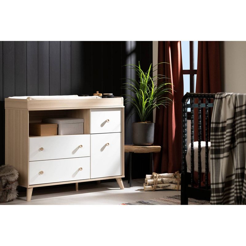 Yodi Changing Table with Drawers - Soft Elm and Pure White - South Shore