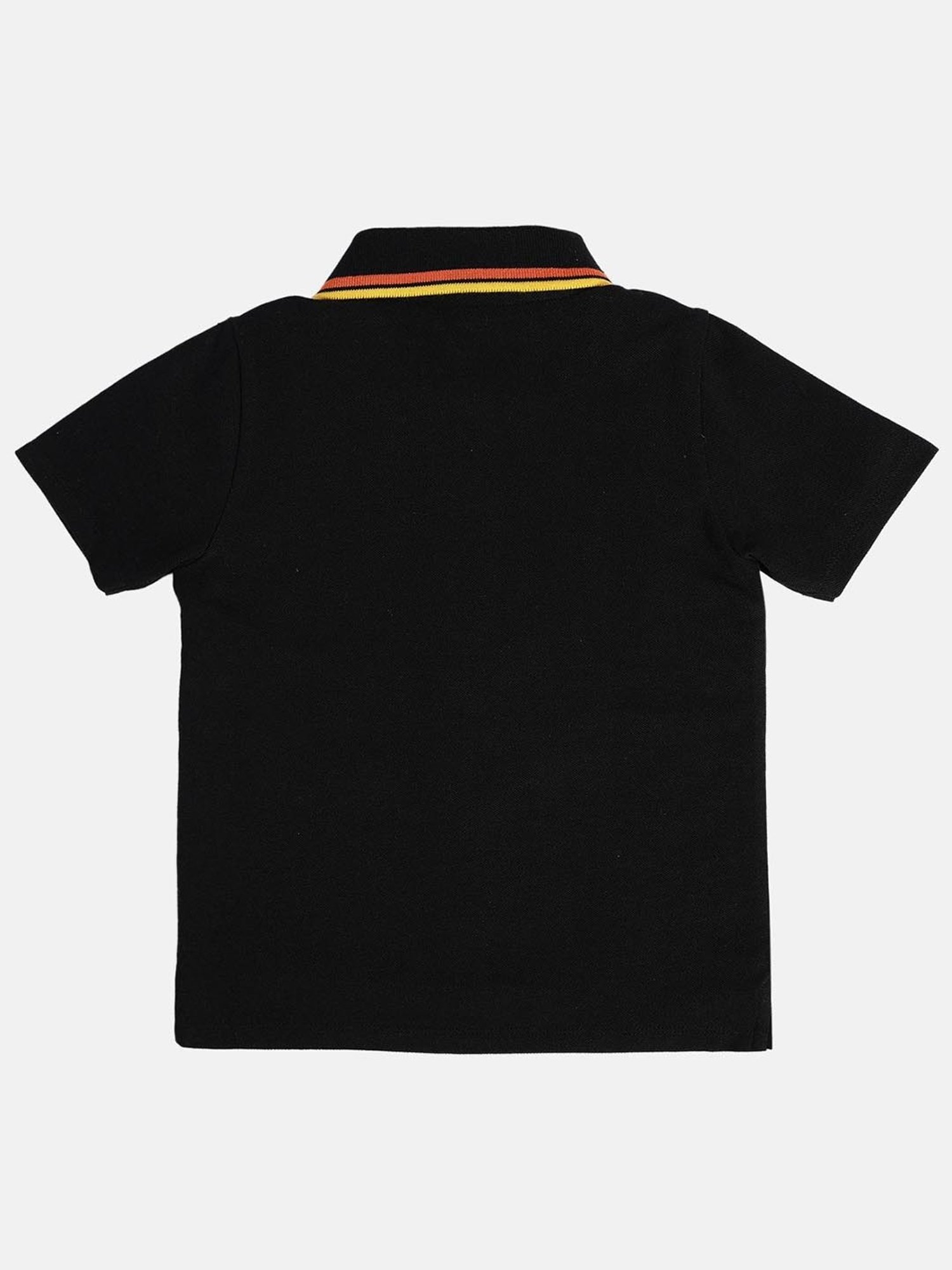 MINIKLUB Boys Black Cotton Printed Polo