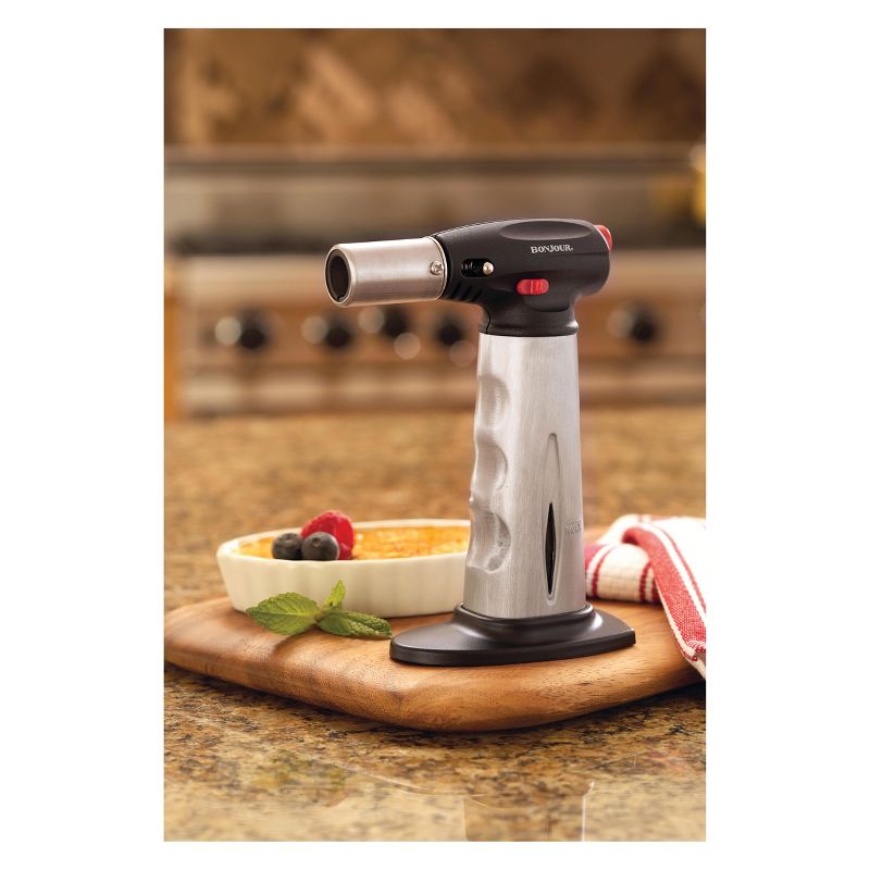 BonJour Brushed Aluminum Chef's Torch with Fuel Gauge
