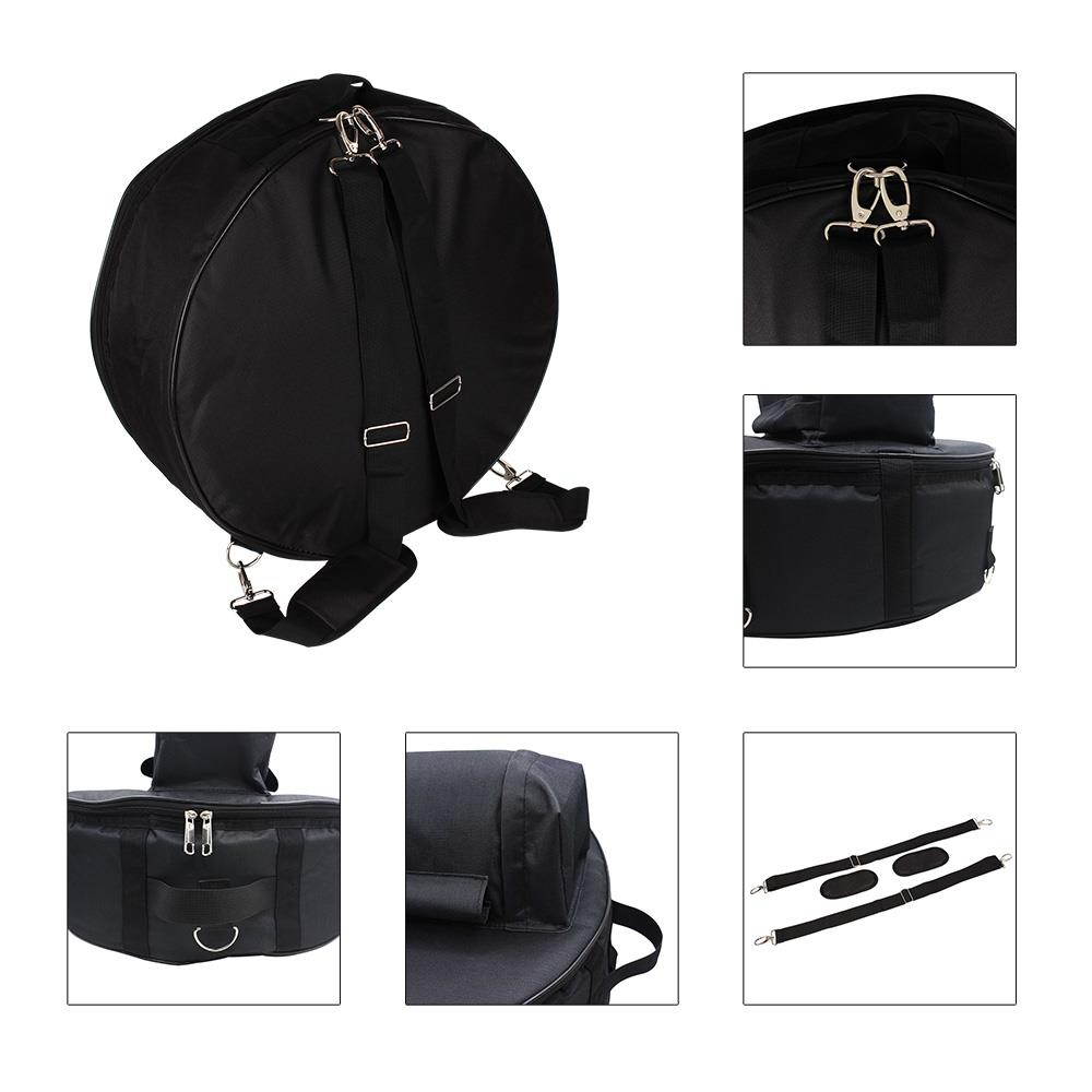 Durable 14 Inch Snare Drum Bag Backpack Case with Shoulder Strap Outside Pockets