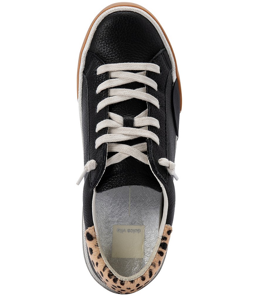 Dolce Vita Zina Leather Leopard Print Calf Hair Accent Sneakers
