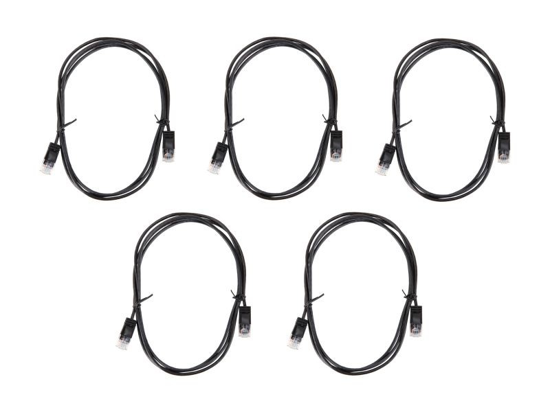 Coboc 5PKSLCAT6-5BK 5-Pack Ultra Slim Cat6 UPT Snagless Network Ethernet Lan Cables - 5 Pack Patch Cord in Black - 5FT