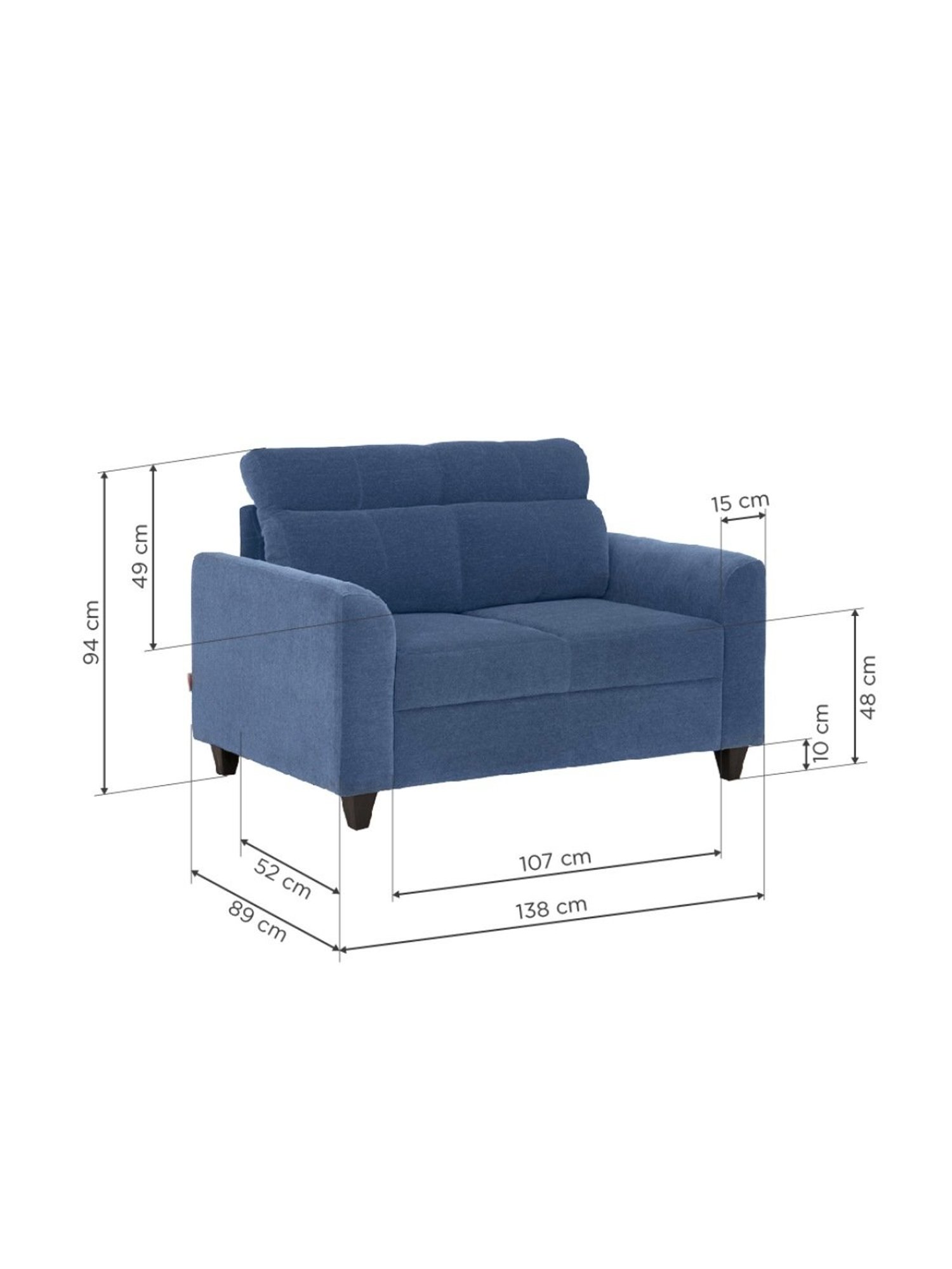 Duroflex Zivo Plus Blue Solid Wood 2 Seater Sofa Set
