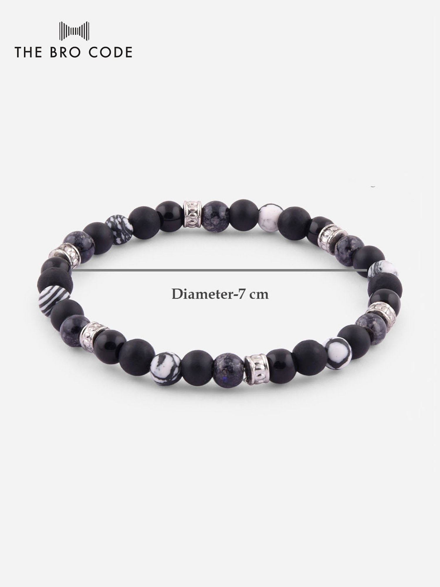 The Bro Code Black Multipack Elasticated Semi Precious Beaded Bracelet for Men - Set of 3