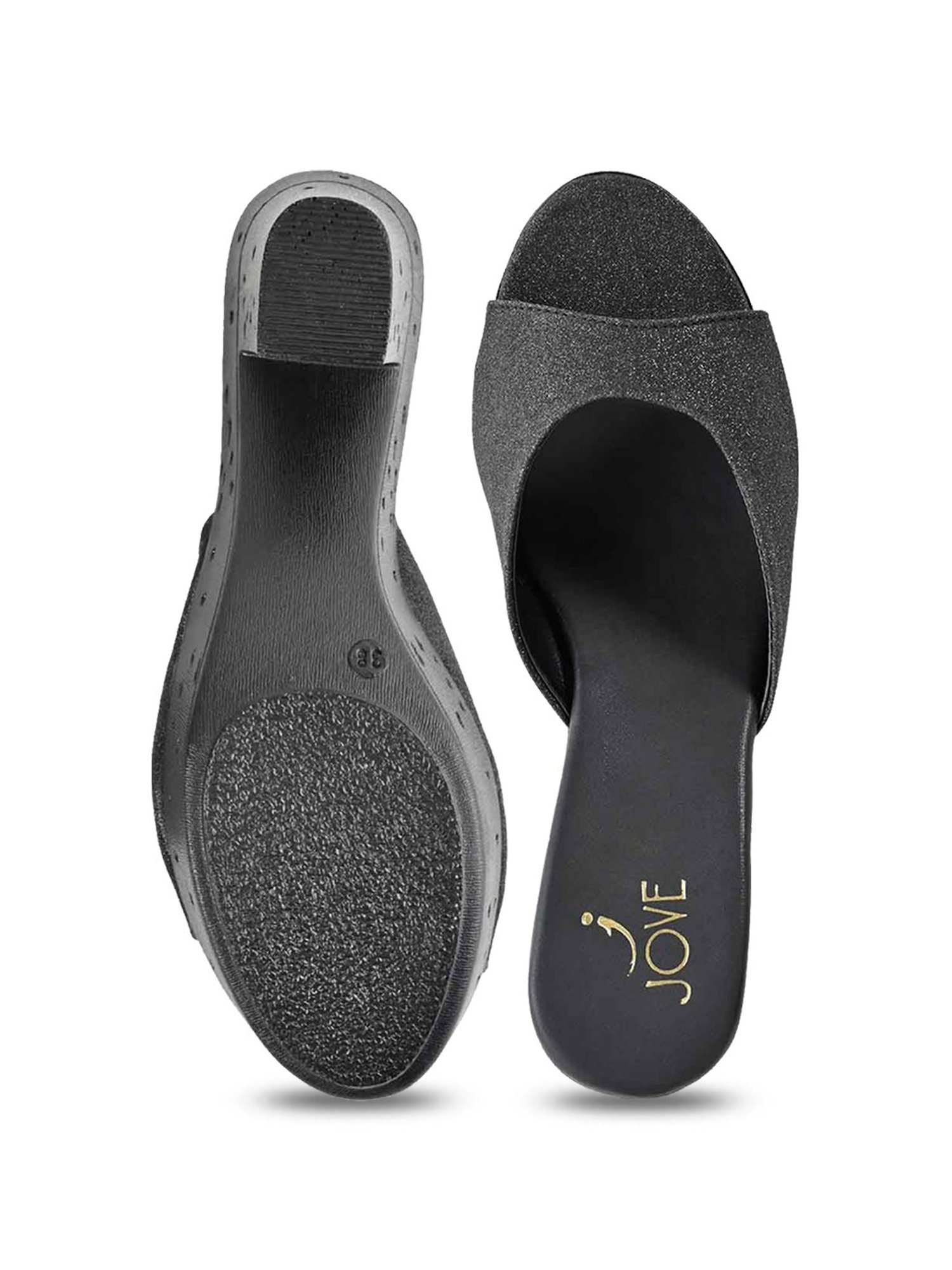 Jove Women's Black Casual Sandals