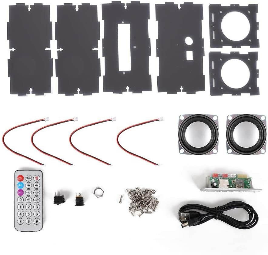 Richer-R Bluetooth Speaker DIY Kit MP3 Music Pack Stereo Sound 3W Mini Power Amplifier with Remote Control,Support Bluetooth, Power-Off Memory,TF Memory Card/U Disk to Play Music(Gray)