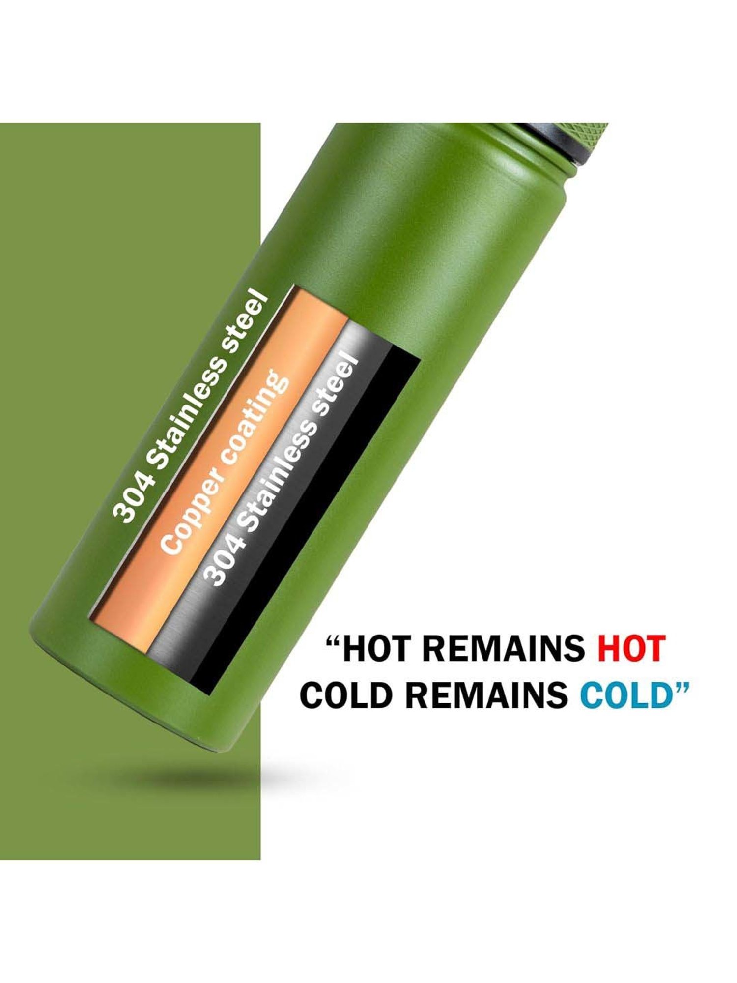 Pigeon Green Stainless Steel Rush Thermos Flask With Straw & Screw Cap (1 L)