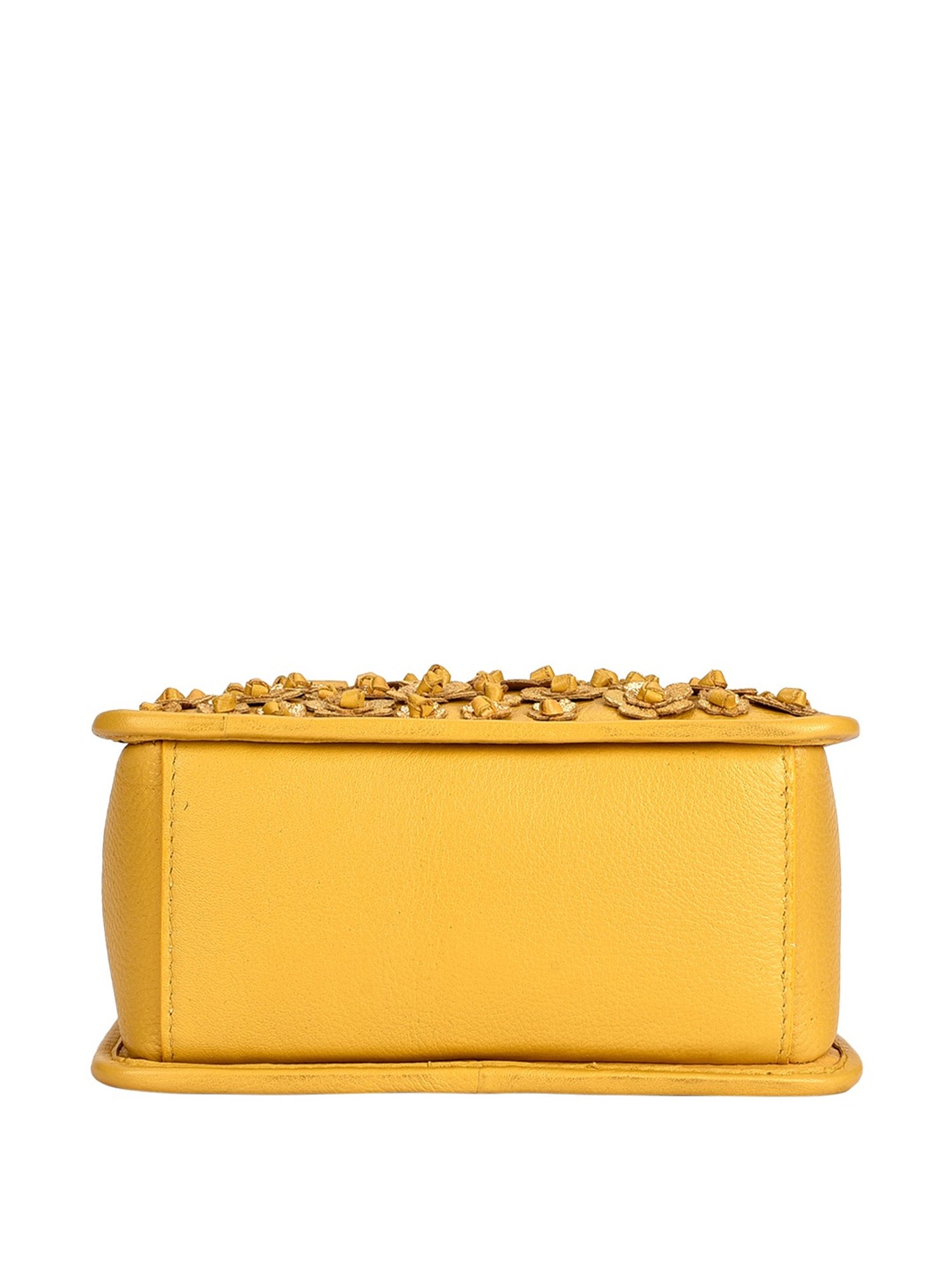 Eske Nabilo Yellow Embellished Medium Handbag