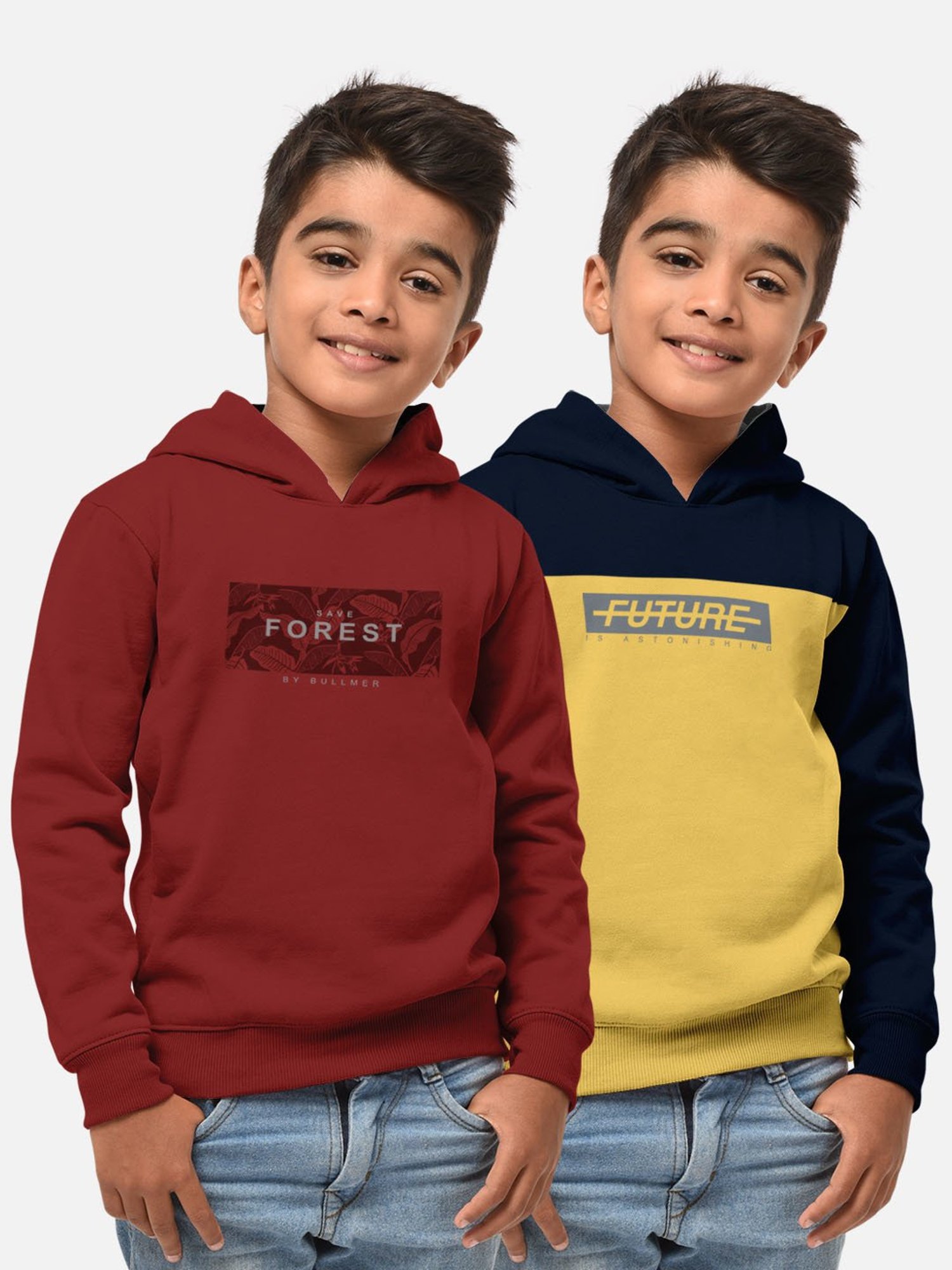 HELLCAT Red & Yellow Printed Full Sleeves T-Shirt (Pack Of 2)