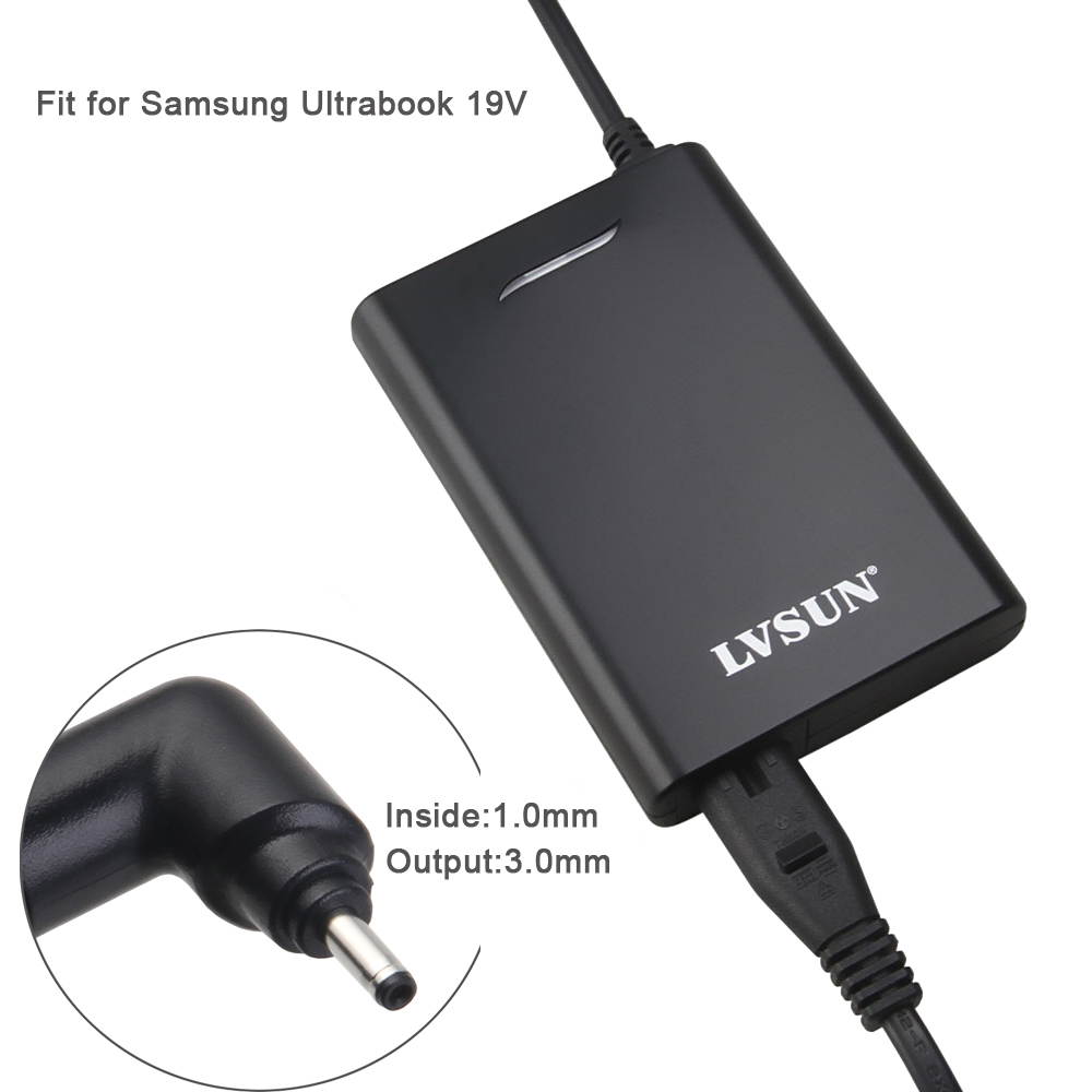 Lvsun 40w 19v 2.1a Laptop Ac Adapter Power Charger Adapter for Samsung Ultrabook Netbook Np900x3c, Np900x3c-a01us, Np900x3c-a03us, Np900x3c-a05us, Np900x3a-b0bus, Np900x3a-b06us, Np900x3a-b02us, etc