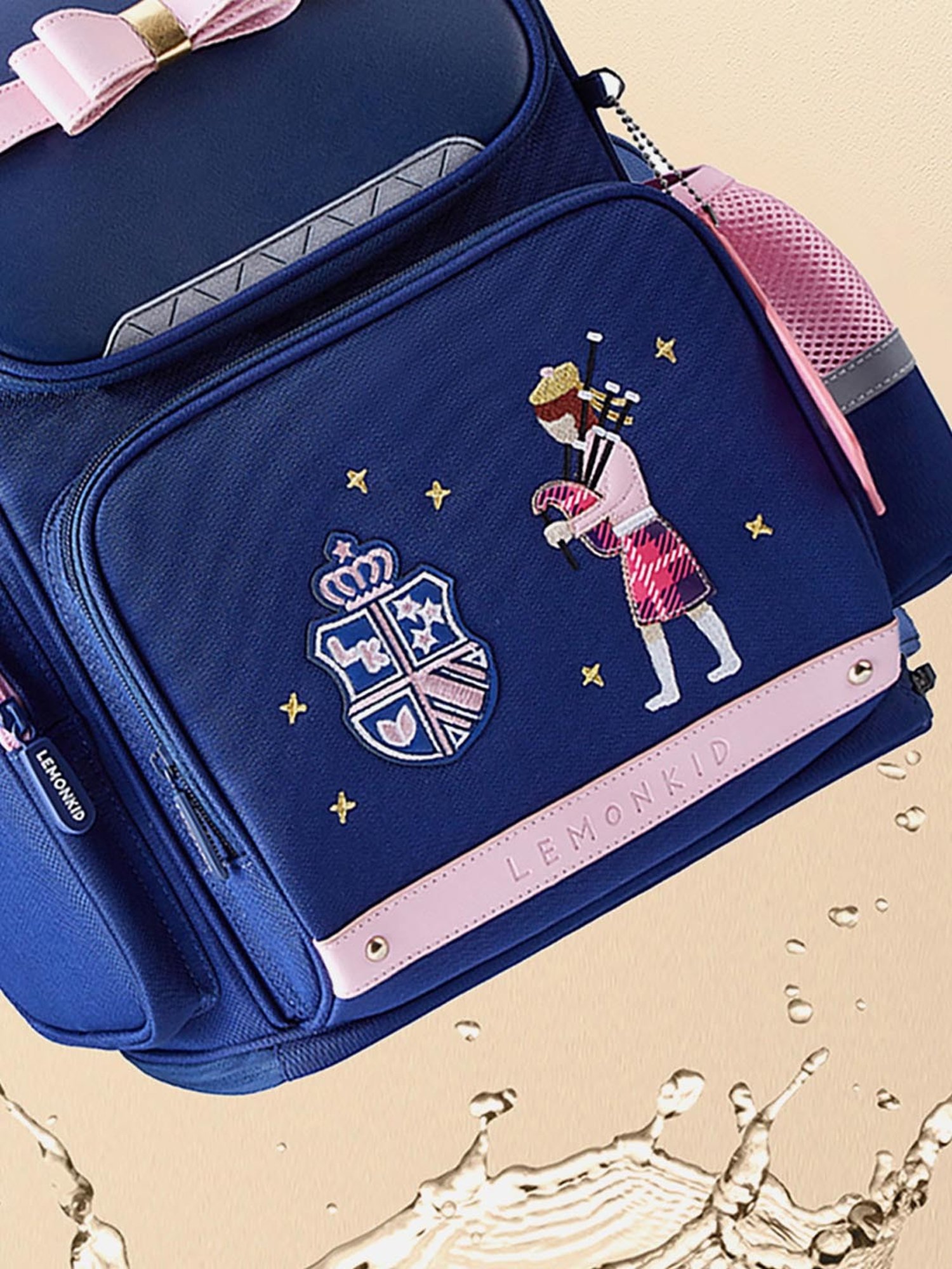 Little Surprise Box Bow Ergonomic Navy Blue Printed Backpack